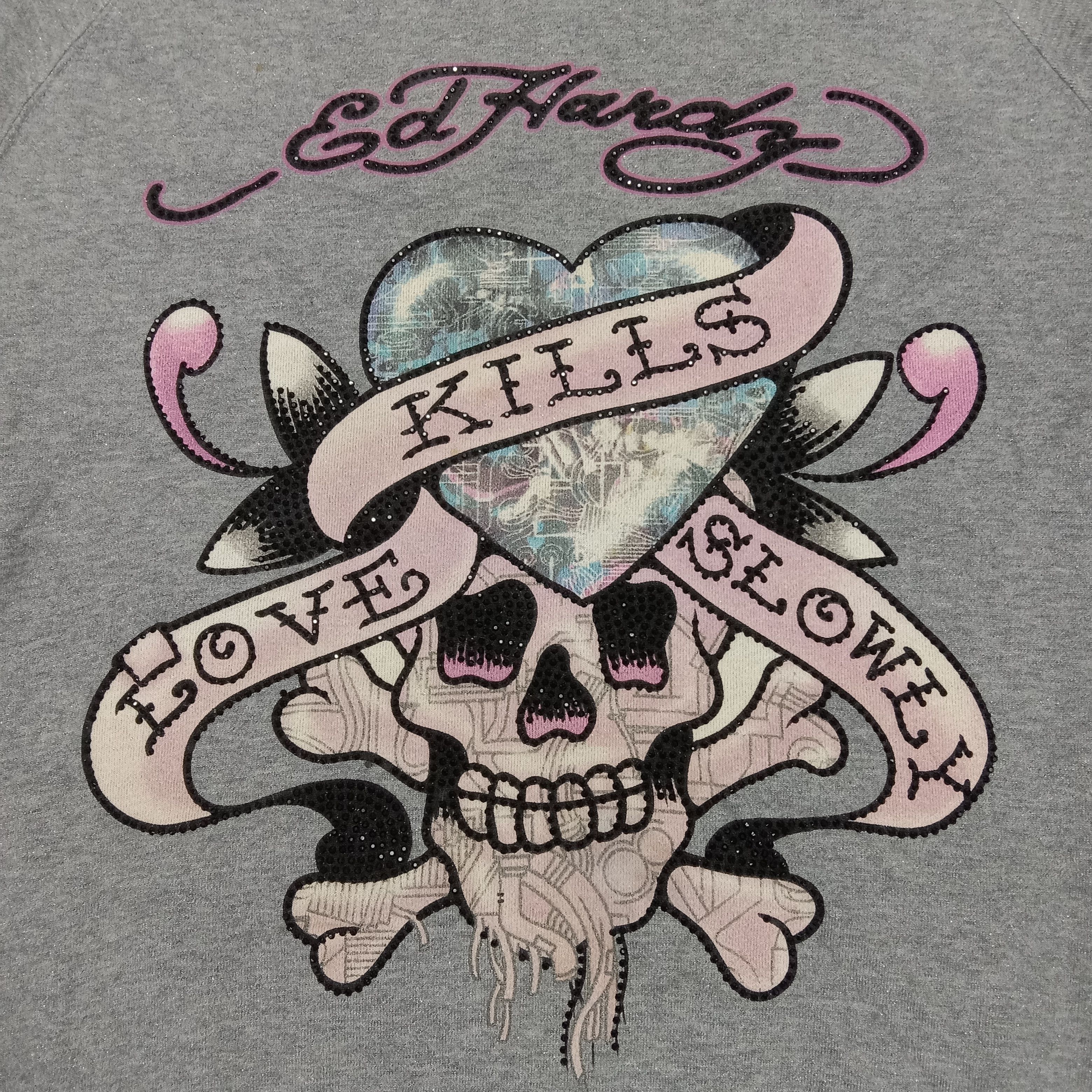 Christian Audigier Ed Hardy Skulls Design Rock Style Sweatshirt Size M / US 6-8 / IT 42-44 - 2 Thumbnail