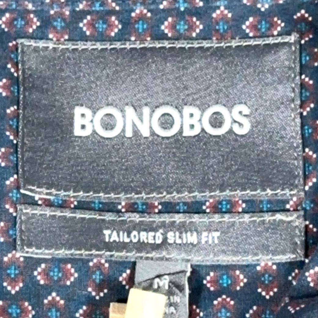 Bonobos Bonobos Shirt Blue Geometric Print Button-Down Slim Fit Adult MEDIUM Long Sleeve Size US M / EU 48-50 / 2 - 4 Thumbnail