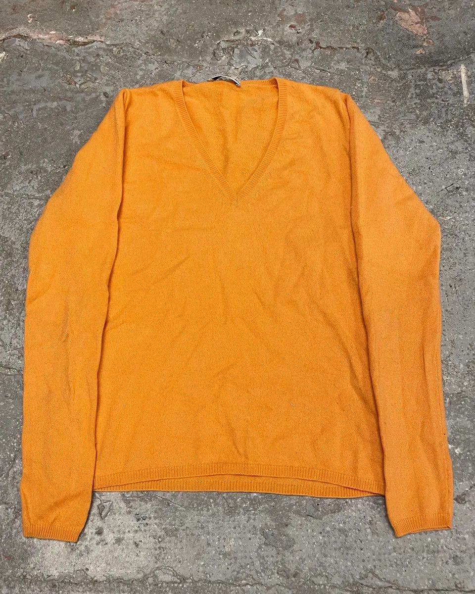 Prada 2000s Prada Orange V Neck Sweater Size XS / US 0-2 / IT 36-38 - 2 Thumbnail