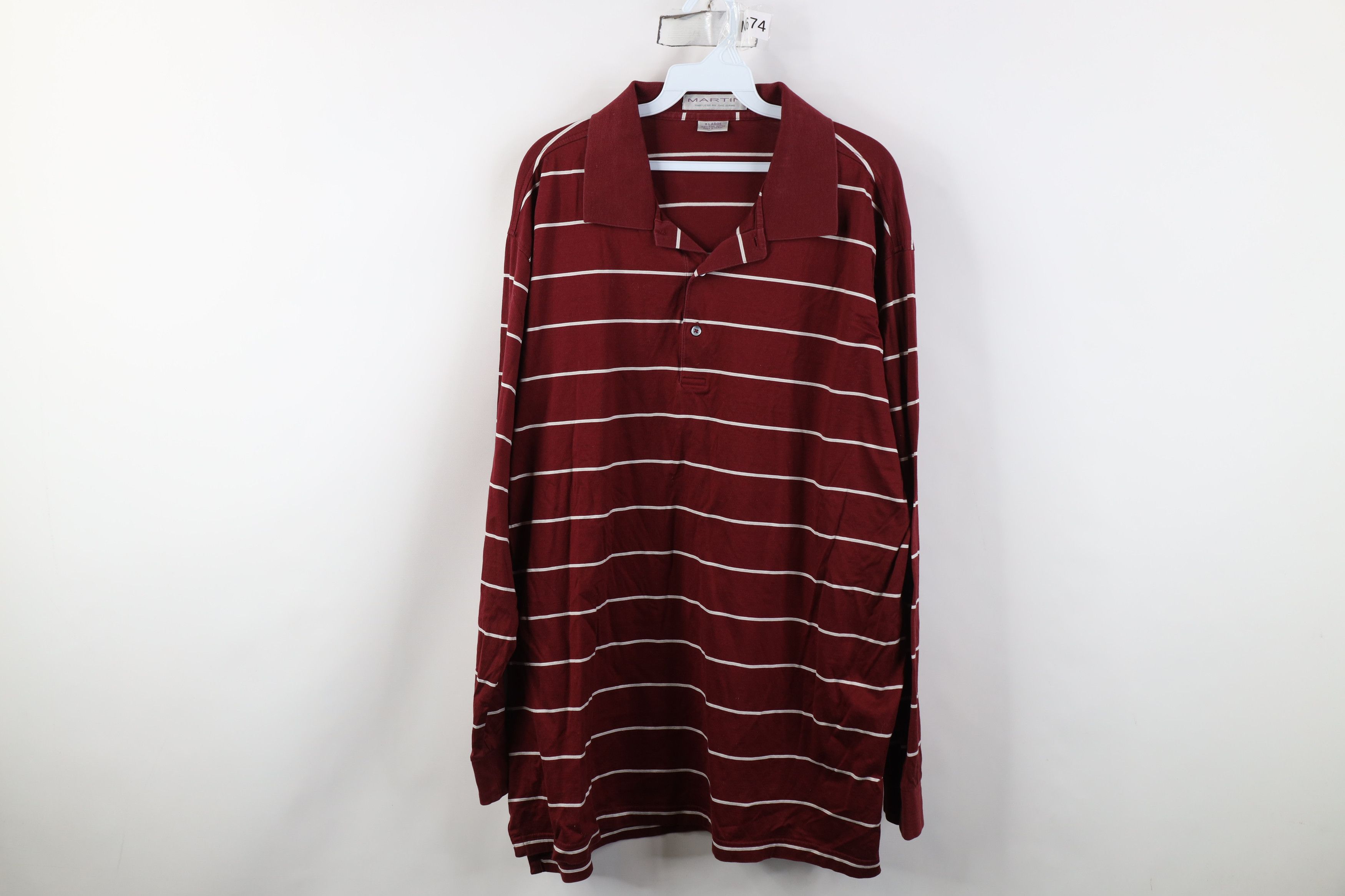 Vintage Vintage 90s Streetwear Striped Long Sleeve Golf Polo Red Size US XL / EU 56 / 4 - 1 Thumbnail