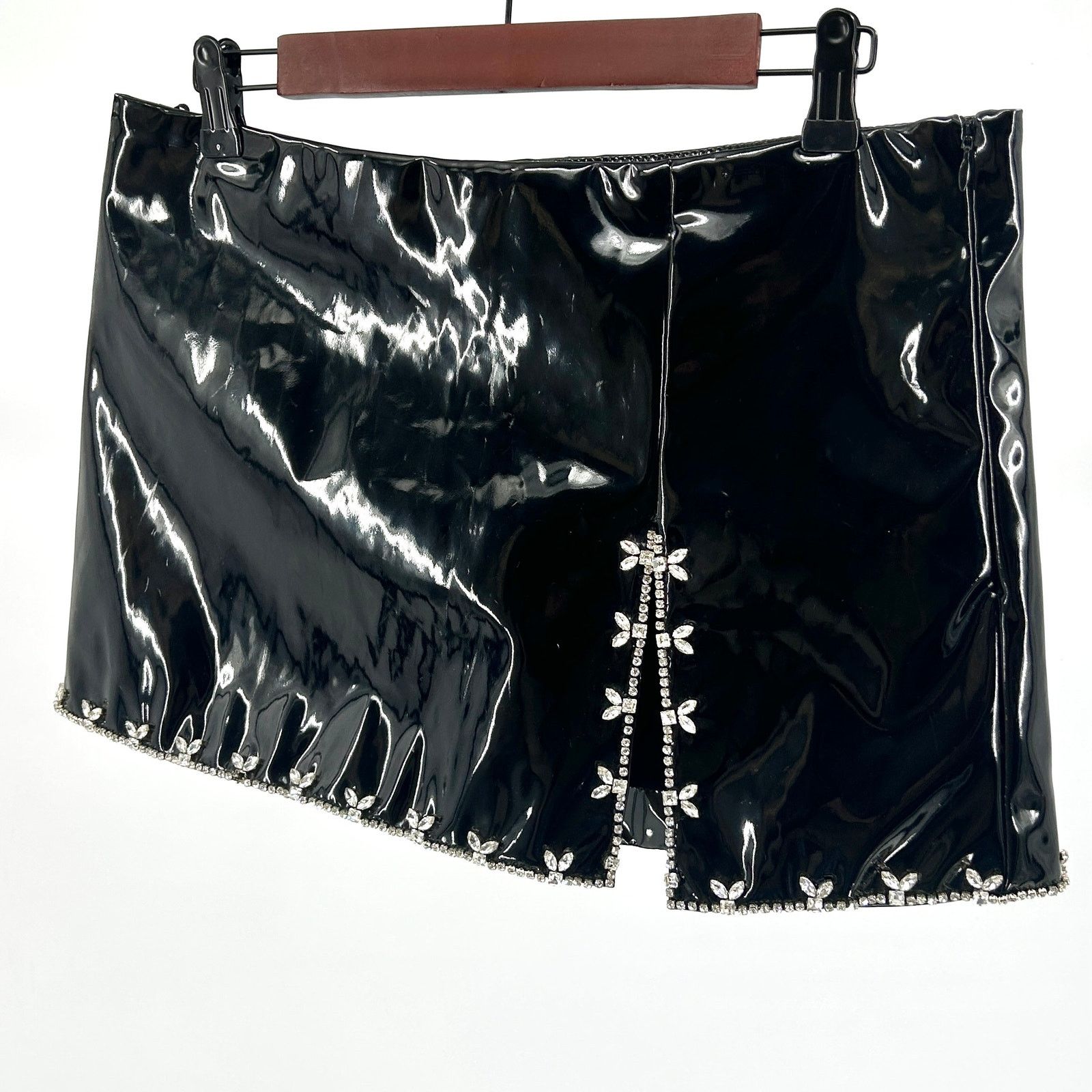 Other DES PHEMMES Black Vinyl Crystal Embellished Micro Mini Skirt Size 28" / US 6 / IT 42 - 1 Thumbnail