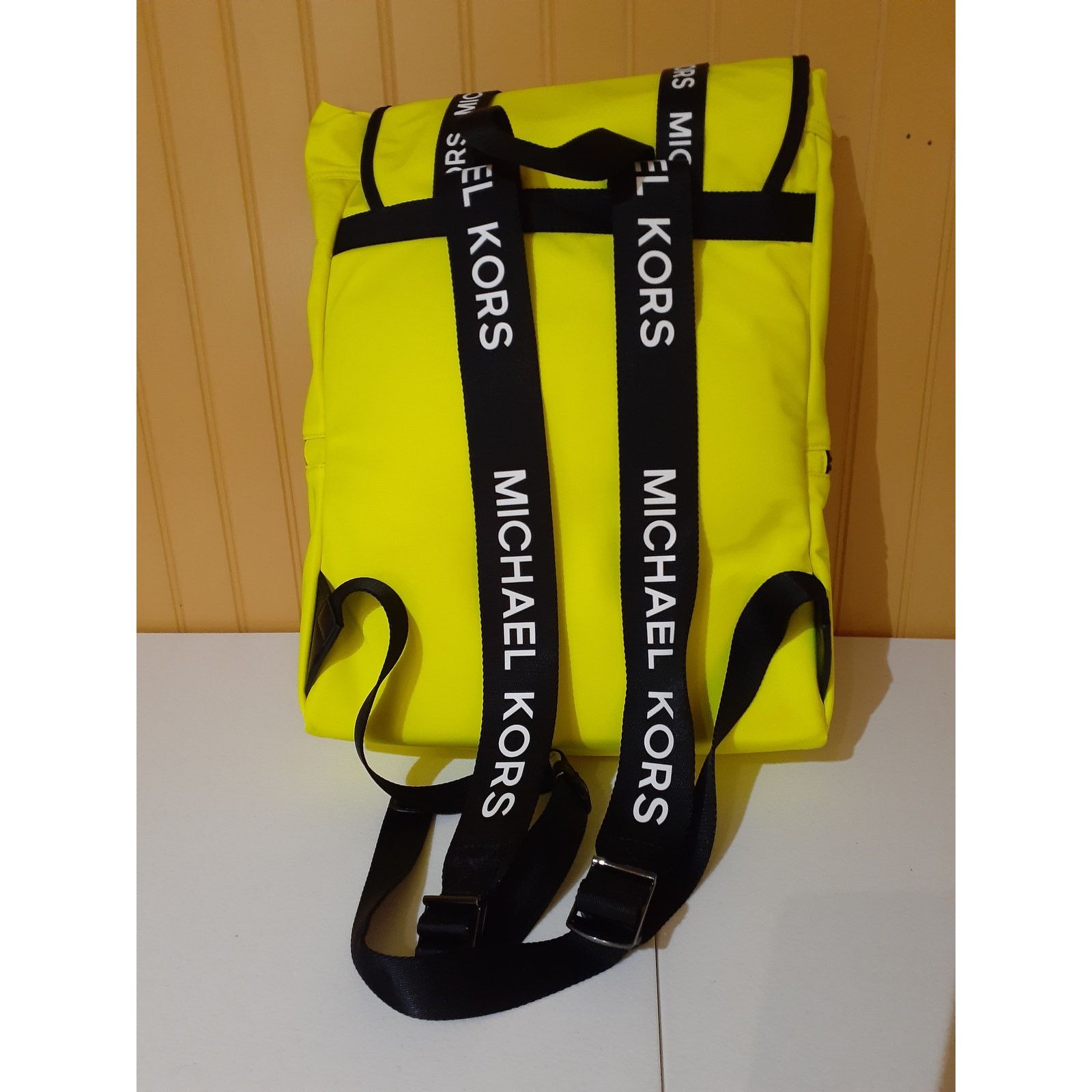 Michael Kors Michael Kors The Michael Bag Large Flap Backpack Neon Yellow Size ONE SIZE - 3 Thumbnail
