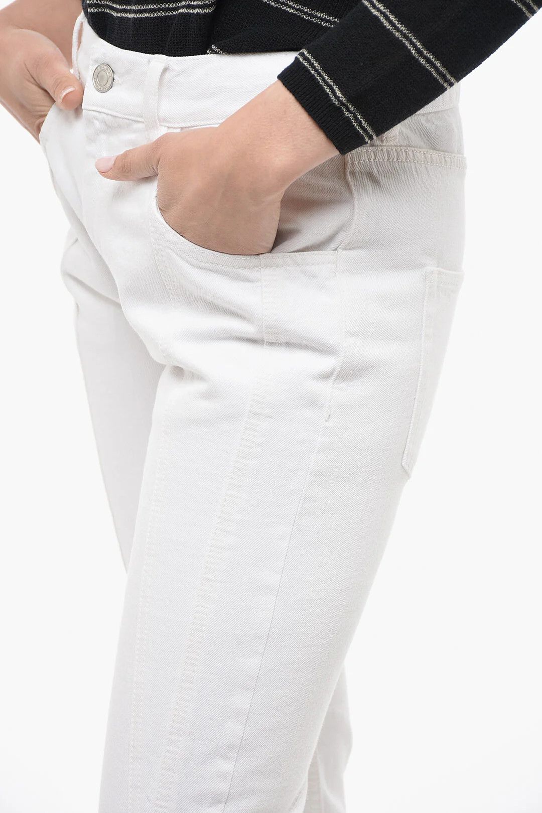 Isabel Marant og1mm0326 Slim Fit Jeans in White Size 28" / US 6 / IT 42 - 3 Thumbnail