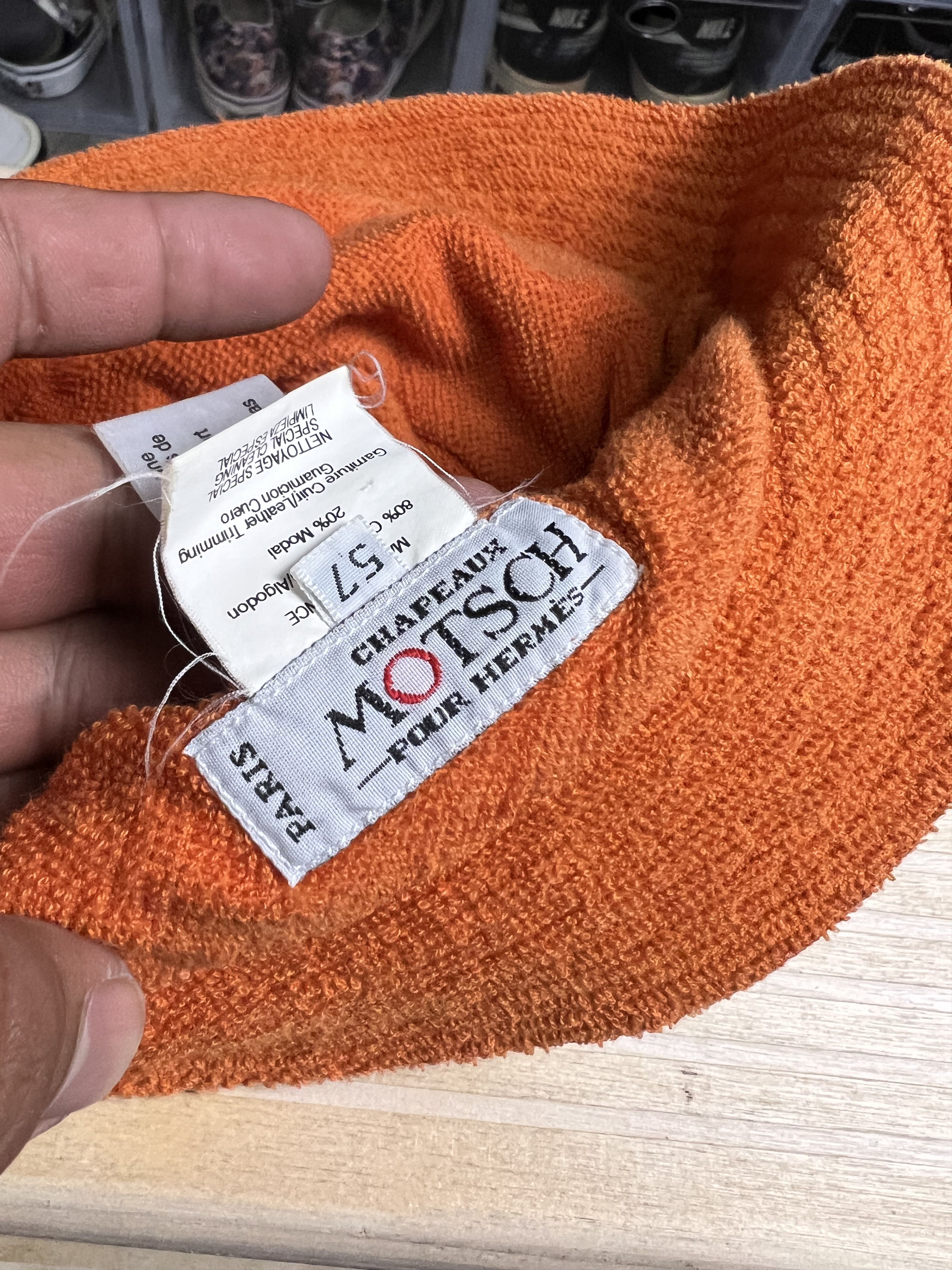 Hermes Motsch Pour Hermes - Khaki and Orange Terry Hat Size ONE SIZE - 5 Thumbnail