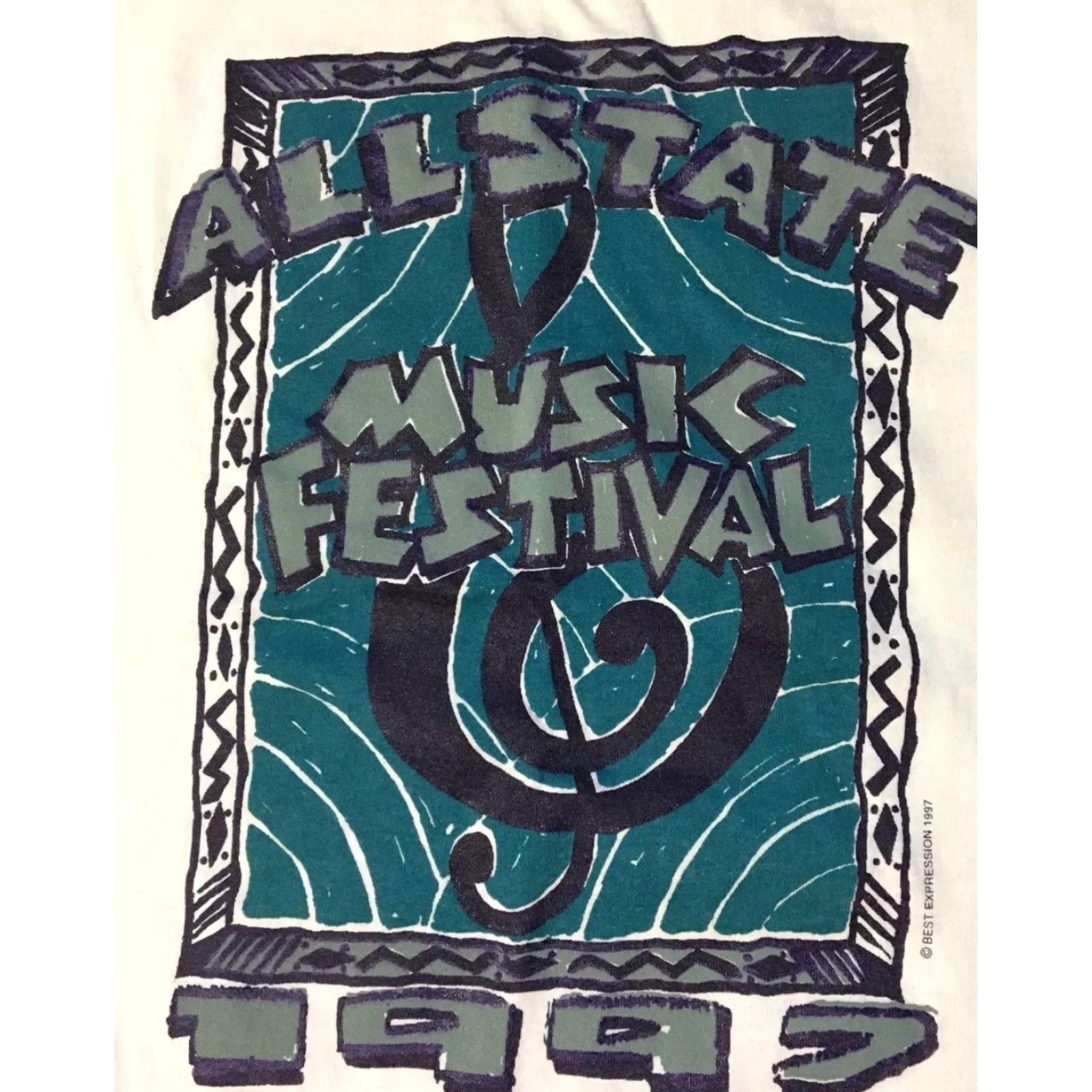 Fruit Of The Loom VINTAGE Allstate Music Festival Shirt L Men White 90s Vaporwave Grunge USA 1997 Concert Tour Shirt Size US L / EU 52-54 / 3 - 2 Thumbnail