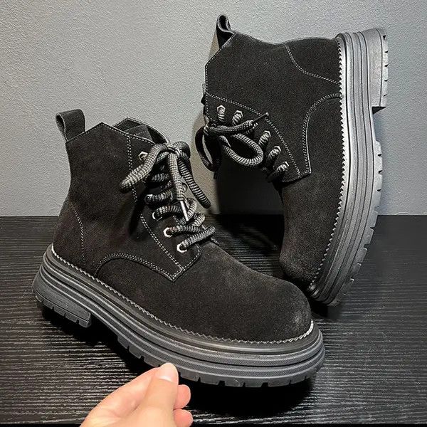 Other Stylish Black Suede Chunky Ankle Boots Size US 10 / EU 43 - 3 Thumbnail