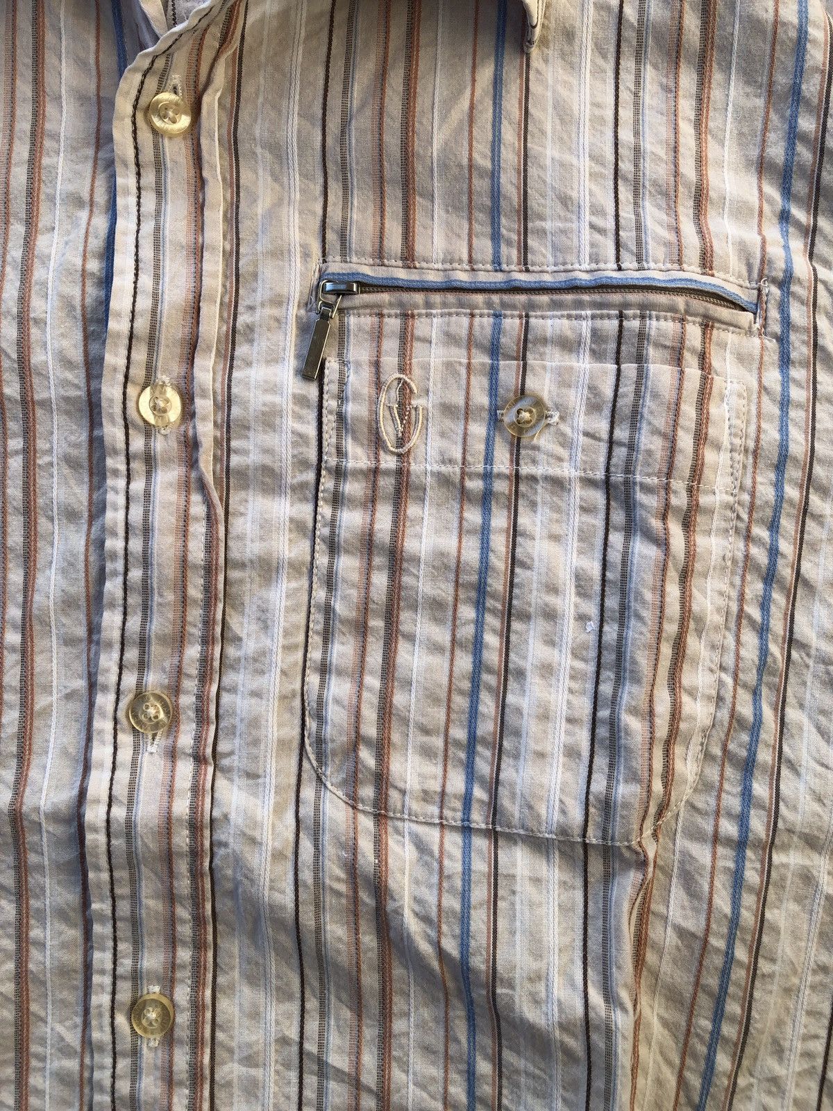 Gianni Valentino VTG Gianni Valentino Japan Fabric ShirtnStripe Long Sleeve Size US L / EU 52-54 / 3 - 4 Thumbnail