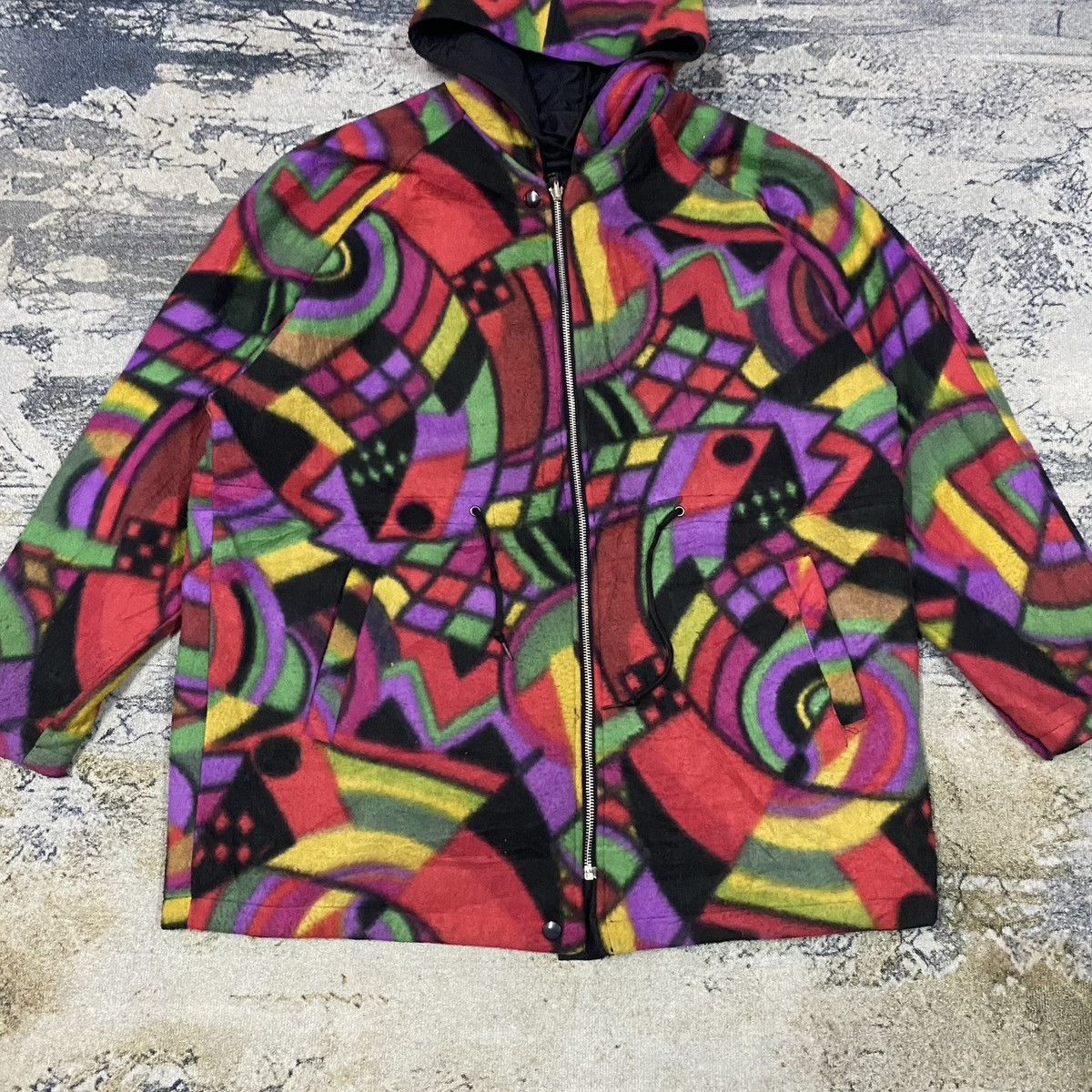 Japanese Brand × Vintage Vintage Abstrac Multicolour Riversible Hoodie Jacket Size US XL / EU 56 / 4 - 4 Thumbnail