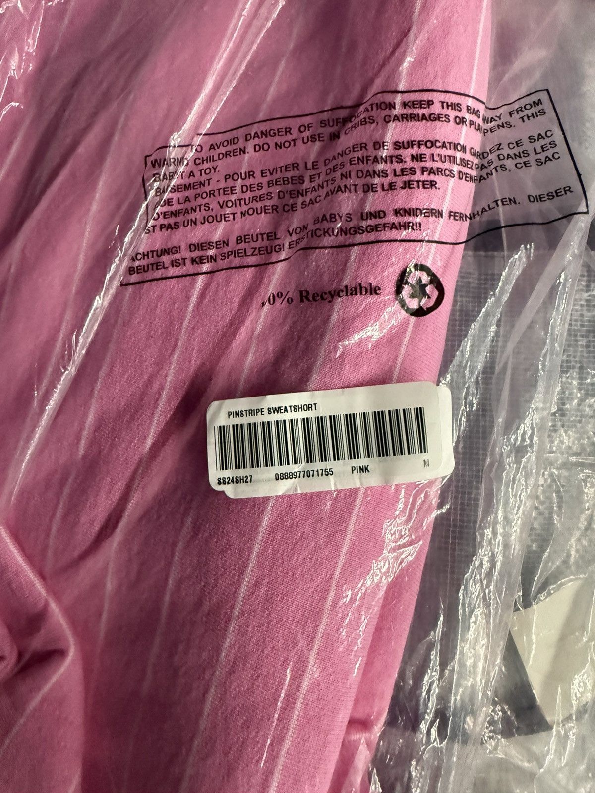 Supreme Supreme Pinstripe Fleece Sweatshort in Pink SS23 Size medium Size US 32 / EU 48 - 4 Thumbnail