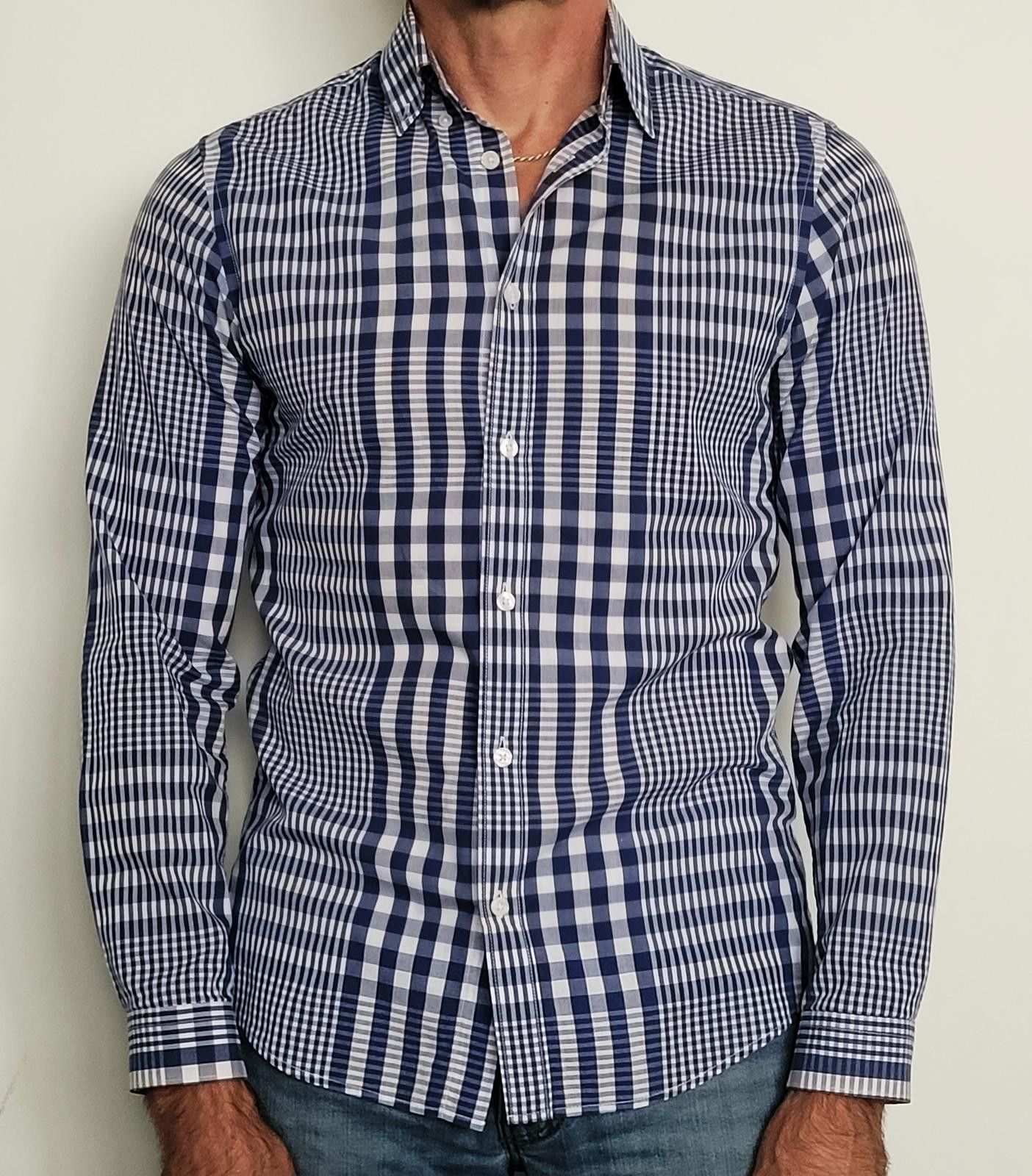 H&M H&M Men’s Small Slim Fit Long Sleeve Blue Plaid Button Down Size US S / EU 44-46 / 1 - 1 Thumbnail