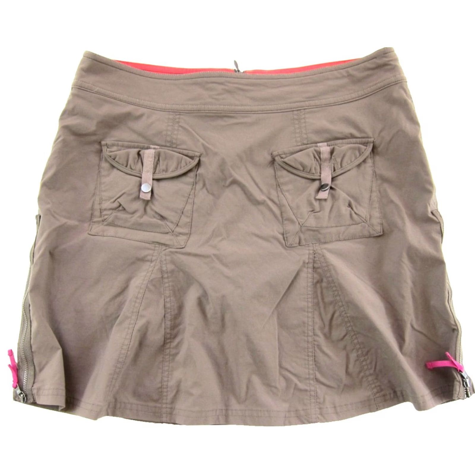 Vintage Title Nine Brown Neon Pink Short Lined Pocket Zipper Sides Tennis Sport Skirt 10 Size 32" / US 10 / IT 46 - 2 Thumbnail