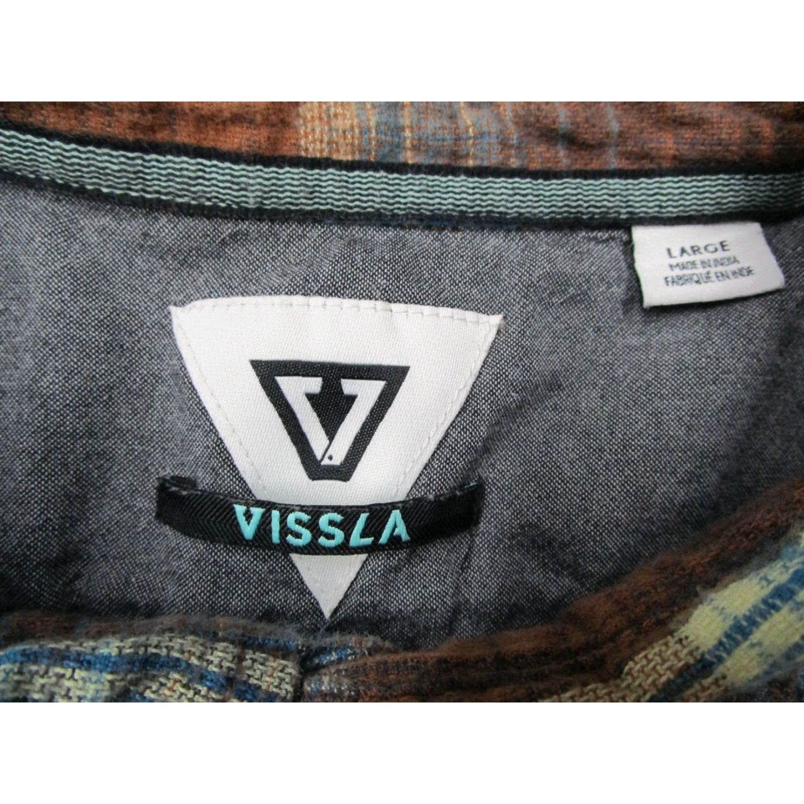 Vissla VISSLA Men's Large Brown Plaid Flannel Shirt Long Sleeve Casual Workwear Button Up Size US L / EU 52-54 / 3 - 3 Thumbnail