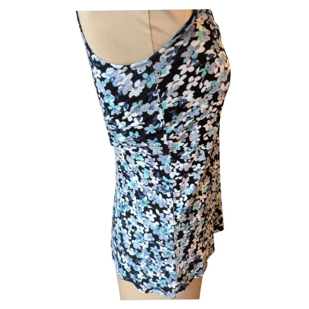 Vintage Candies Floral Tank Top Black Blue Scoop Neck Sleeveless Sz XS Whimsigoth Y2K Size S / US 4 / IT 40 - 4 Thumbnail