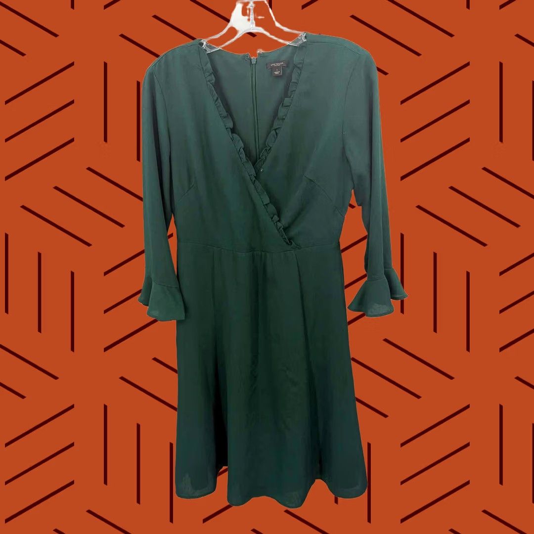ann taylor green dress LOFT Sage Cotton Empire Waist For heights 54 and below Midi and Maxi Green Dresses