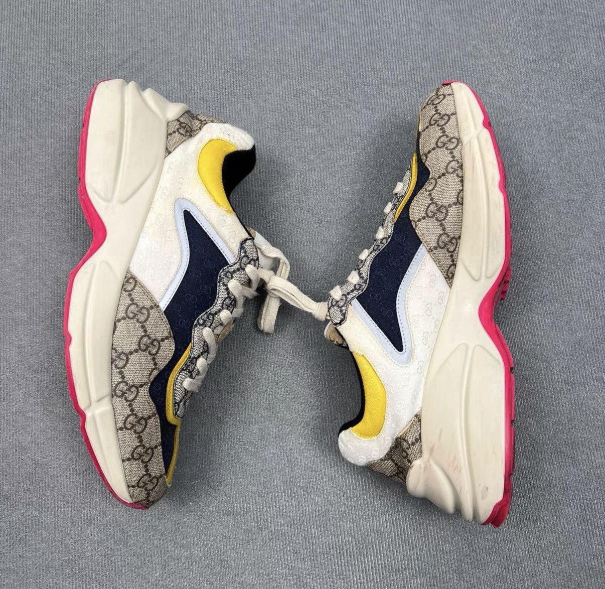Dior Gucci Rhyton Yellow & Pink Monogram Logo Dad Sneakers Size US 9 / EU 42 - 5 Thumbnail