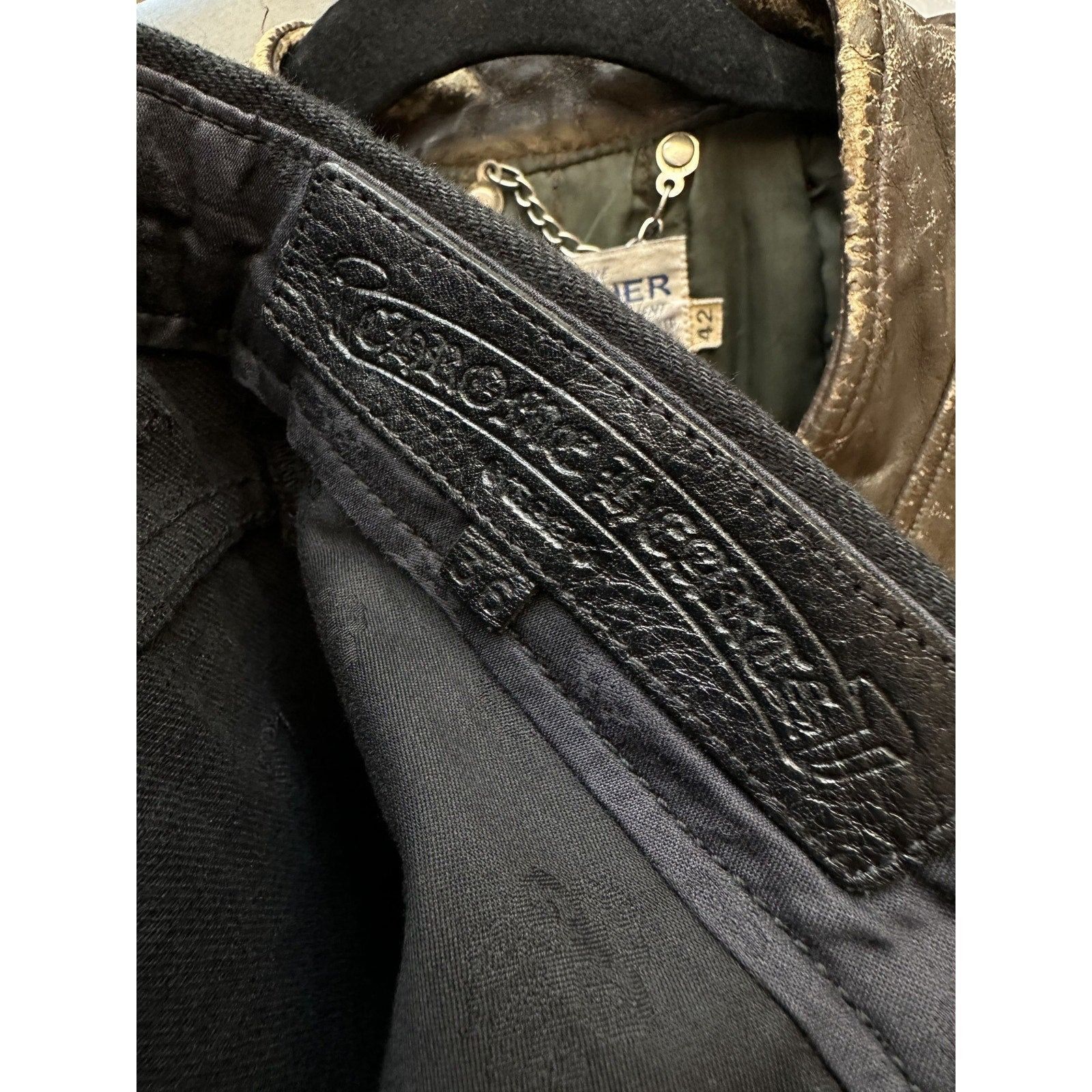 Chrome Hearts CHROME HEARTS PINK/CHECKERED FLEUR KNEE CROSS PATCH DENIM Size US 36 / EU 52 - 11 Thumbnail