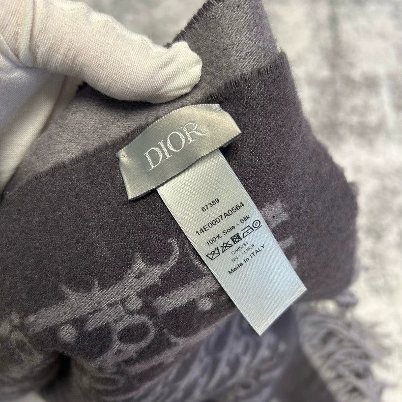 Dior Dior Gray logo jacquard full print mulberry silk tassel sc Size ONE SIZE - 5 Thumbnail