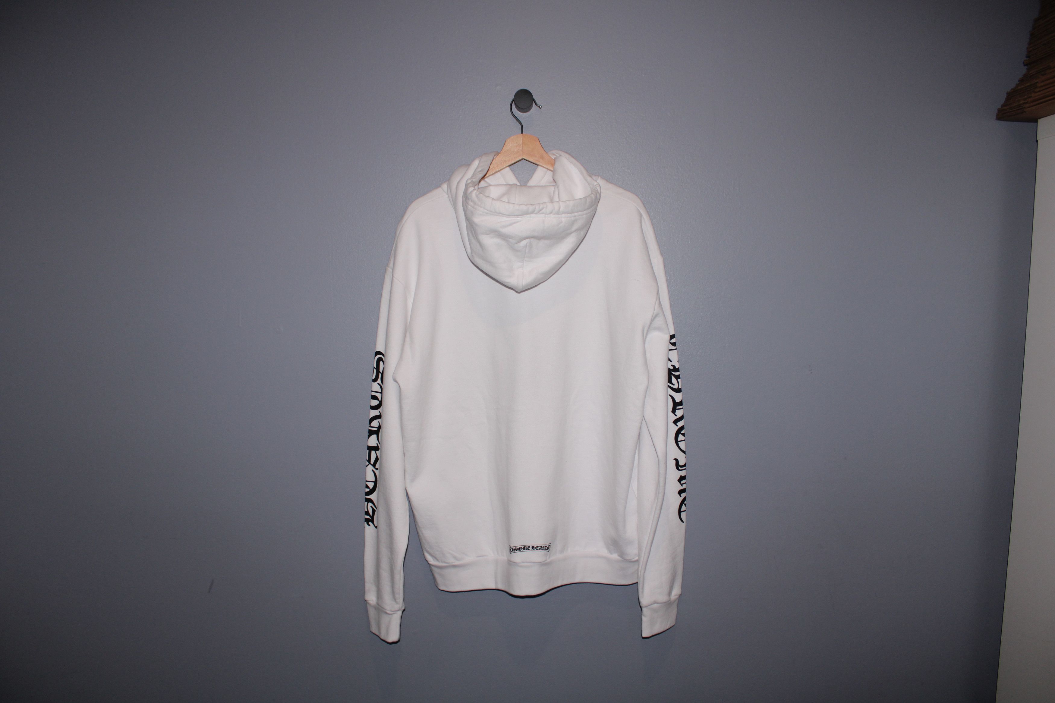 Chrome Hearts CHROME HEARTS WHITE VERTICAL LOGO HOODIE Size US M / EU 48-50 / 2 - 2 Thumbnail