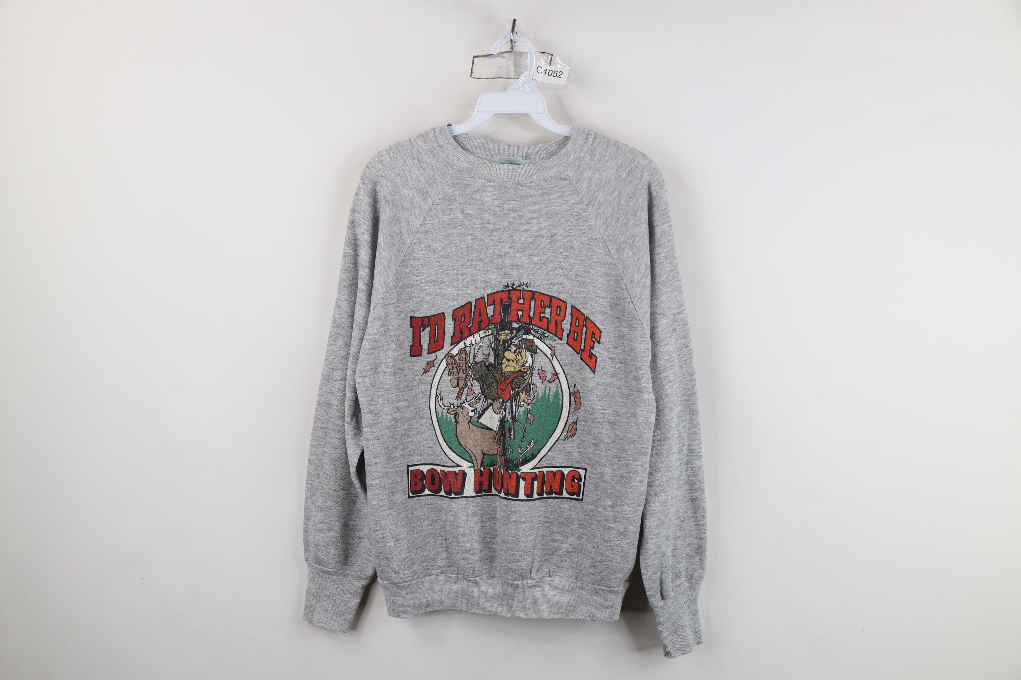 Vintage Vintage 80s Streetwear Be Bow Hunting Sweatshirt Gray USA Size US M / EU 48-50 / 2 - 1 Thumbnail