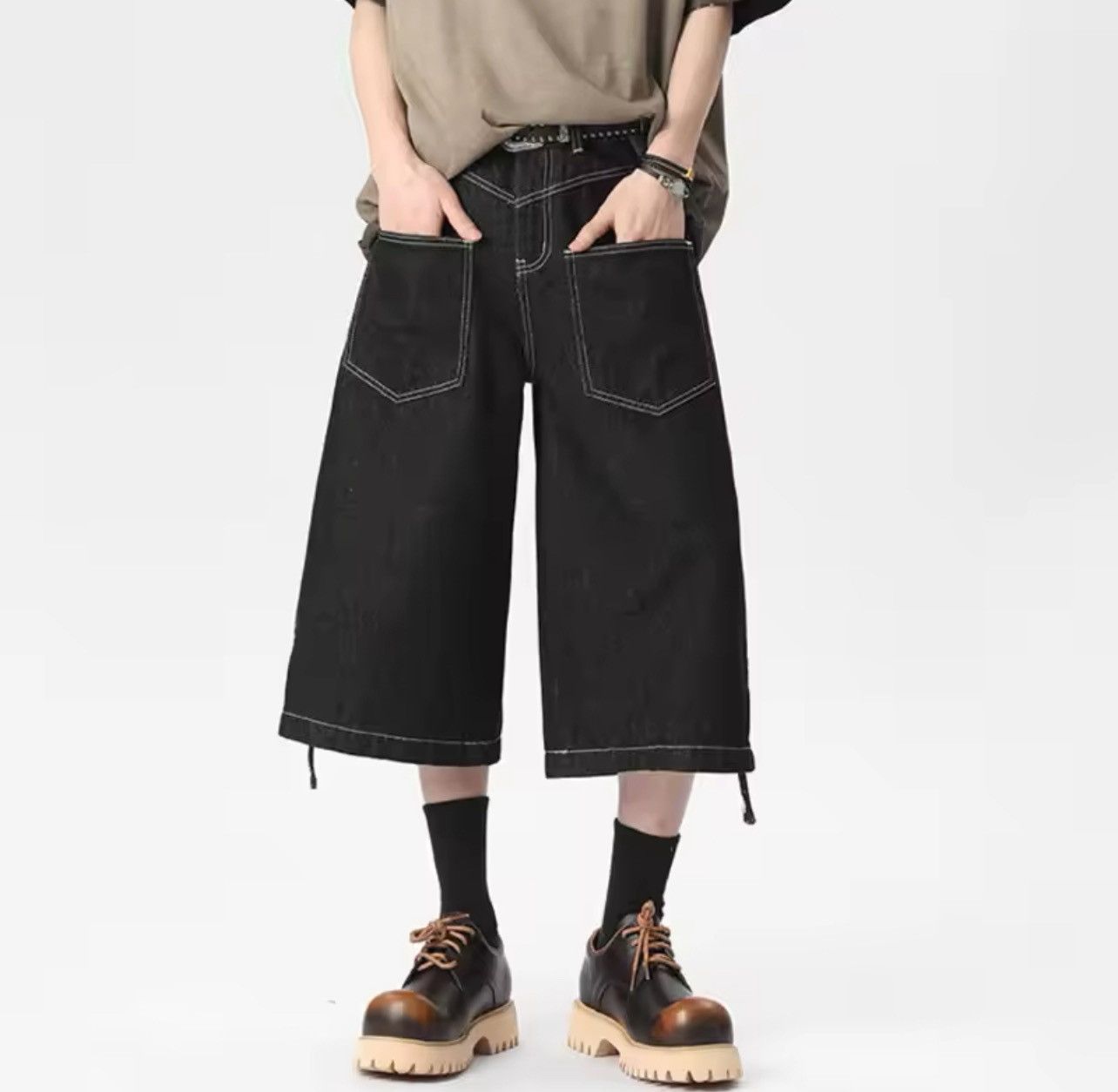 Japanese Brand × Jean Straight Leg Short Denim Size US 31 - 1 Thumbnail