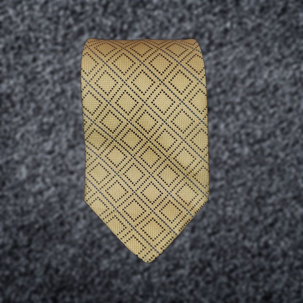 Cremieux VINTAGE Daniel Cremieux Neck Tie Men Yellow & Blue Striped 100% Silk Hand Made Classic 57"-60" Wide Adjustable Logo Size ONE SIZE - 1 Thumbnail