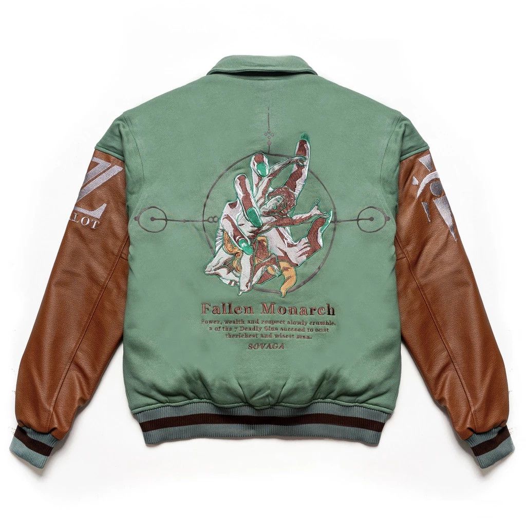 image of Varsity Jacket Fallen Monarch in Green, Men's (Size Large)