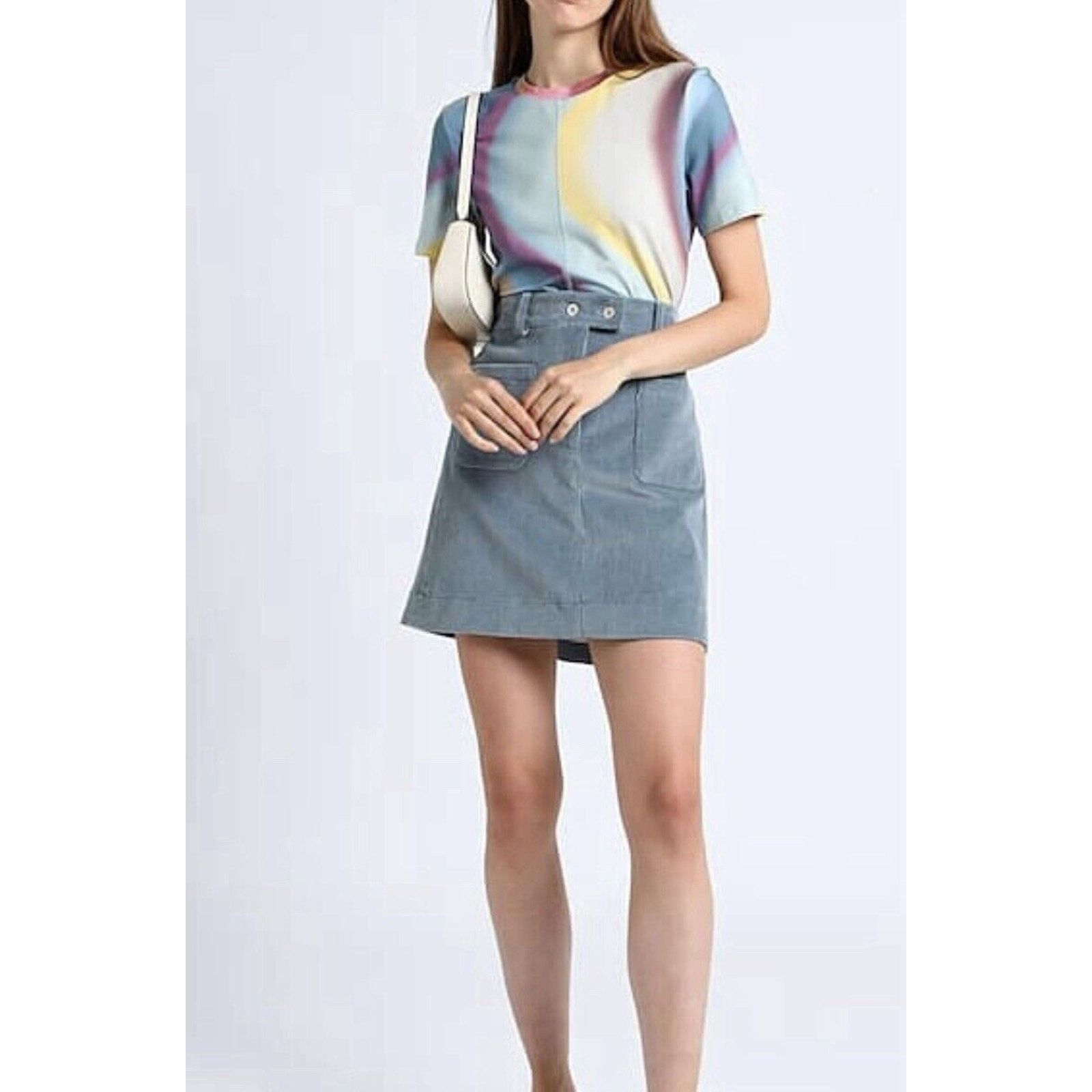 Paul Smith $325 PAUL SMITH Women's Corduroy Skirt Cotton Blue US 10 Size 32" / US 10 / IT 46 - 2 Thumbnail