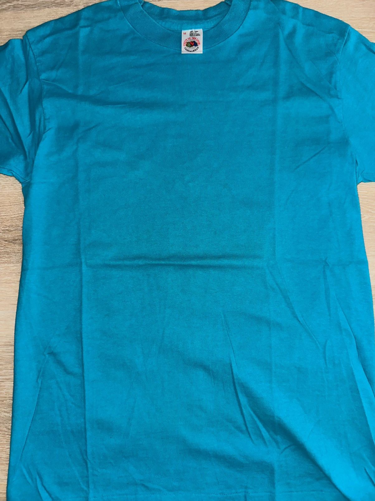 Fruit Of The Loom × Vintage Vintage 90’s Fruit of the Loom Teal Blue Blank T-Shirt Size US M / EU 48-50 / 2 - 3 Thumbnail
