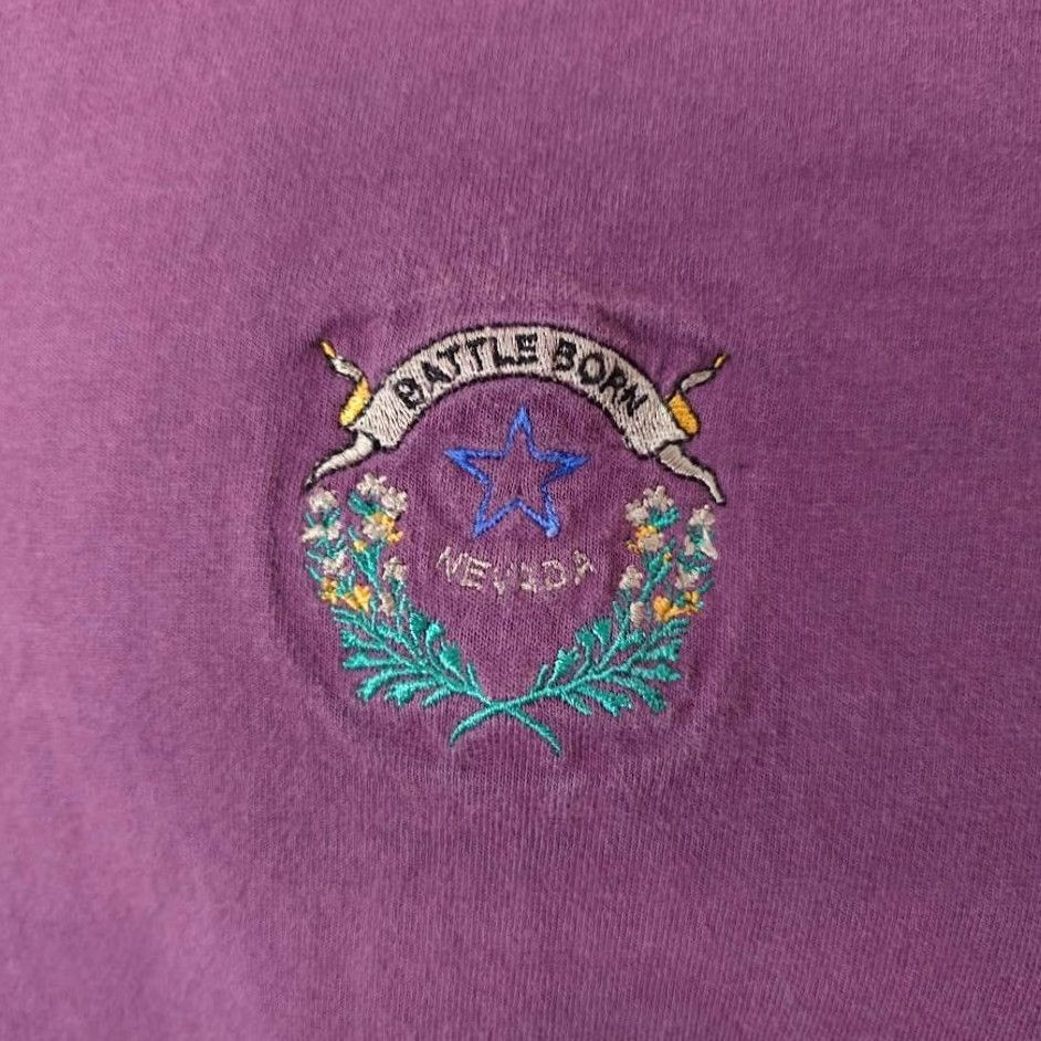 Anvil VINTAGE Nevada T Shirt Mens 2XL Purple Y2K Battle Born State Flag Travel Embroidered Anvil Crew Neck Short Sleeve SKU: 2XL Purple Nevada Size US XXL / EU 58 / 5 - 3 Thumbnail