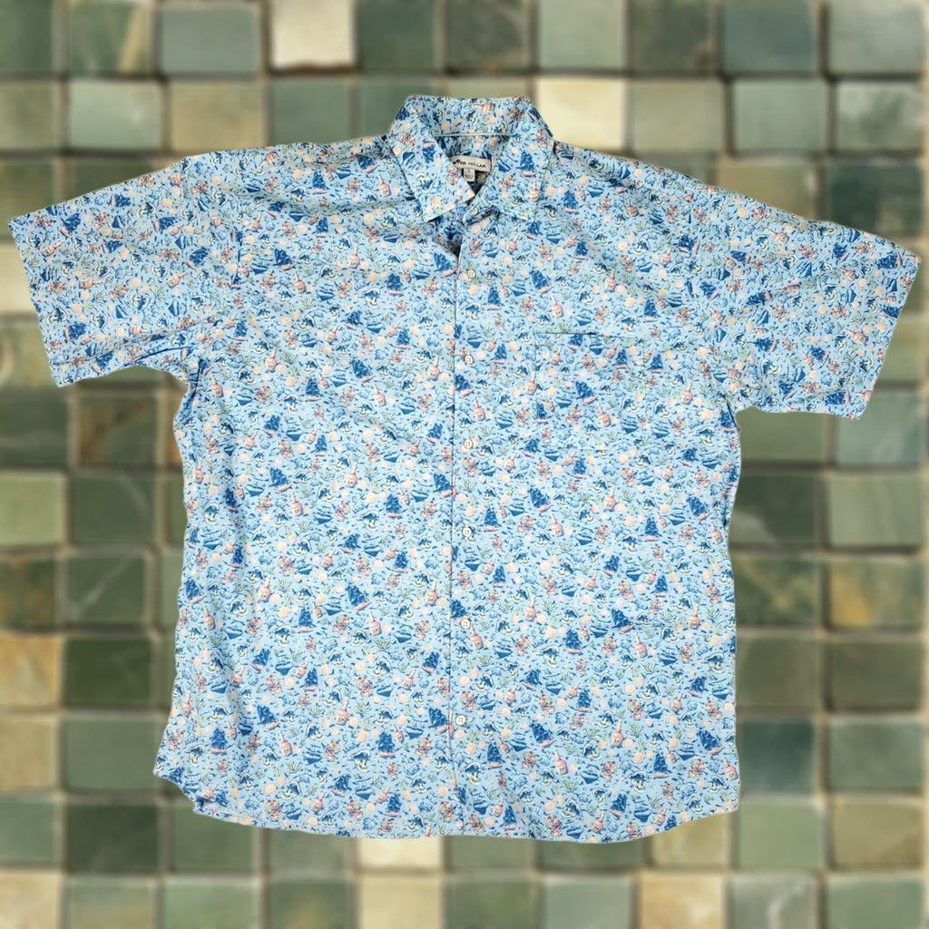 Peter Millar Peter Millar Button-Up Shirt Mens L Short Sleeve Blue Pirate Skull Rum Shirt Size US L / EU 52-54 / 3 - 1 Thumbnail