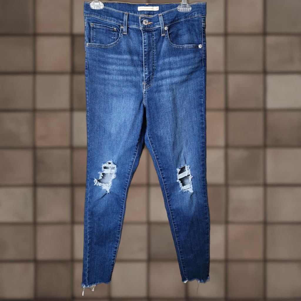 Levi's Levi's Mile High Super Skinny Jeans - Denim Distressed High Rise 30 Womens Blue Regular, 5-Pocket, Belt Loops, Medium Wash Size 30" / US 8 / IT 44 - 1 Thumbnail