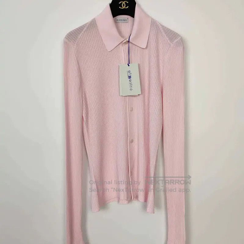 Burberry Burberry Pink Ribbed Knit Cardigan for Women. Size M / US 6-8 / IT 42-44 - 1 Thumbnail