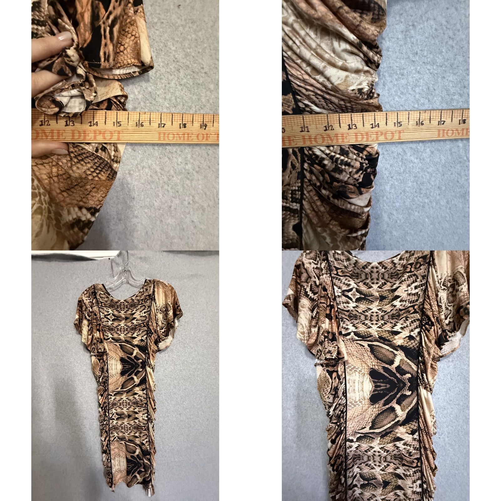 Bebe bebe Addiction Dress Womens M Brown Animal Print Ruched Flutter Sleeve Mini V-Neck Party/Cocktail Size M / US 6-8 / IT 42-44 - 8 Thumbnail