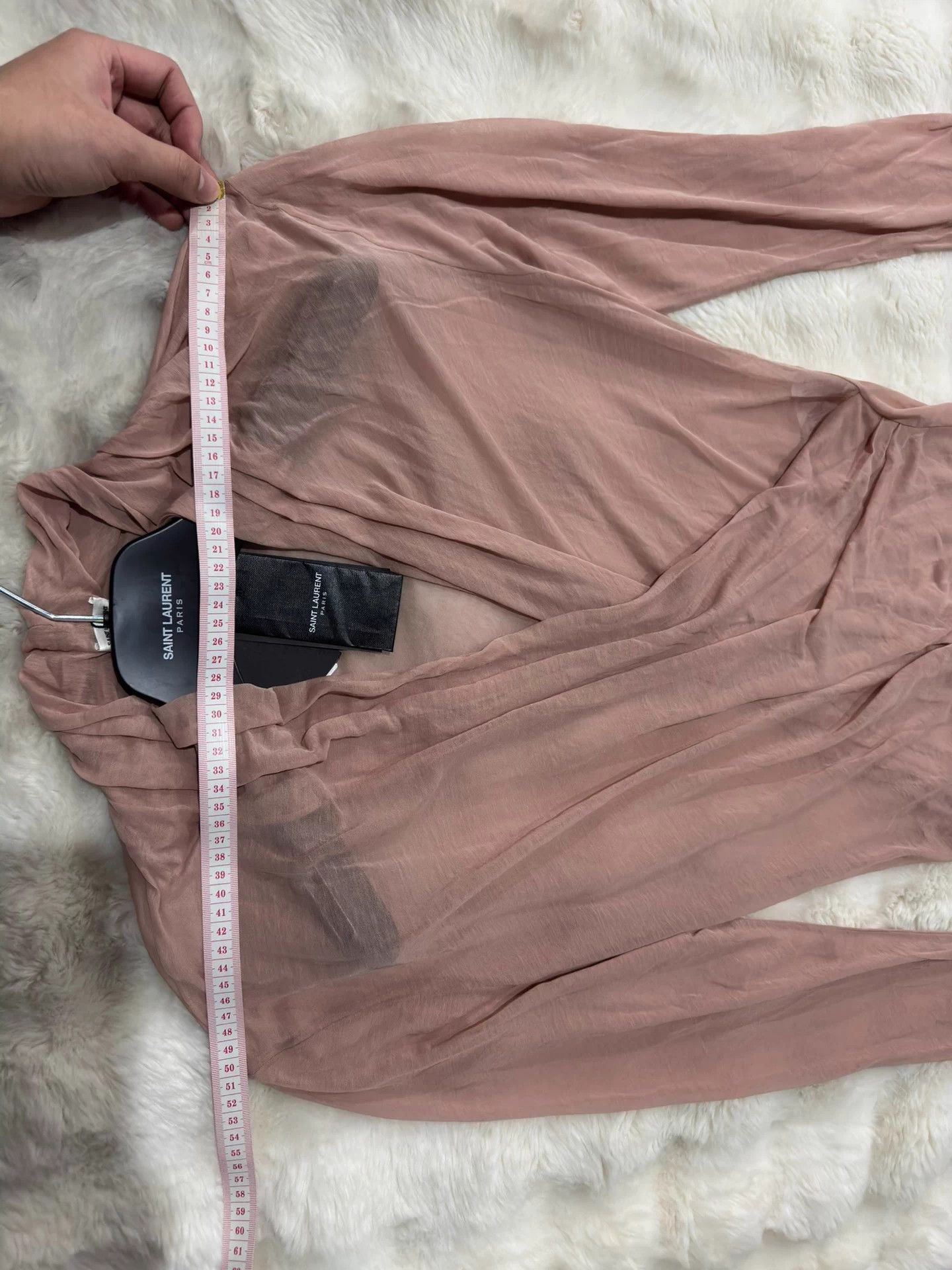 Saint Laurent Paris YSL Runway Pleated Deep V Organza Unisex L Size US L / EU 52-54 / 3 - 7 Thumbnail