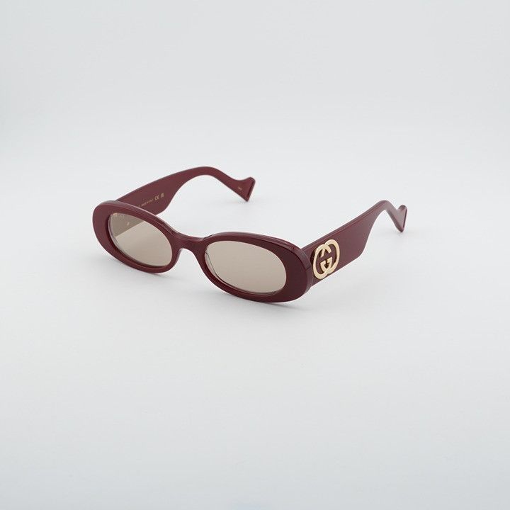 Gucci Gucci GG0517S 009 Sunglasses Burgundy Oval Frame Size ONE SIZE - 1 Thumbnail