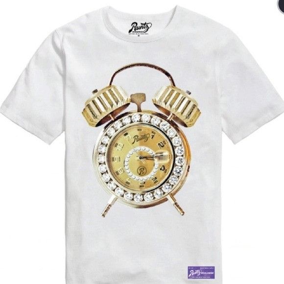 Other Men’s Runtz Time is Money White T-Shirt with Gold Clock Desi Size US S / EU 44-46 / 1 - 1 Preview