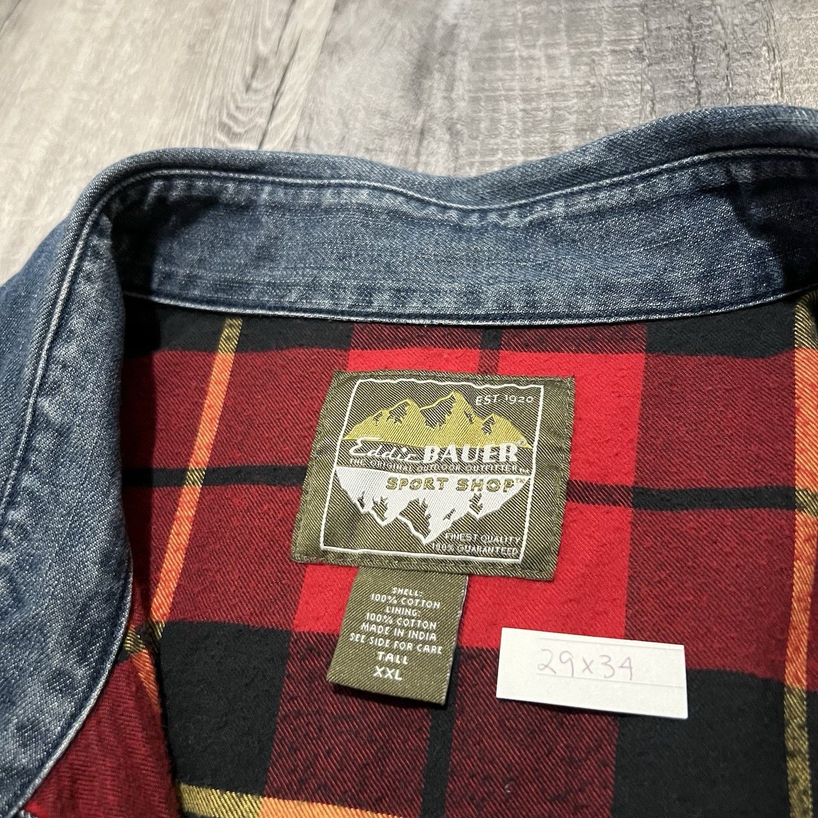 Eddie Bauer VTG Eddie Bauer Sport Shop Blanket Lined Dark Denim Button Size US XXL / EU 58 / 5 - 4 Thumbnail