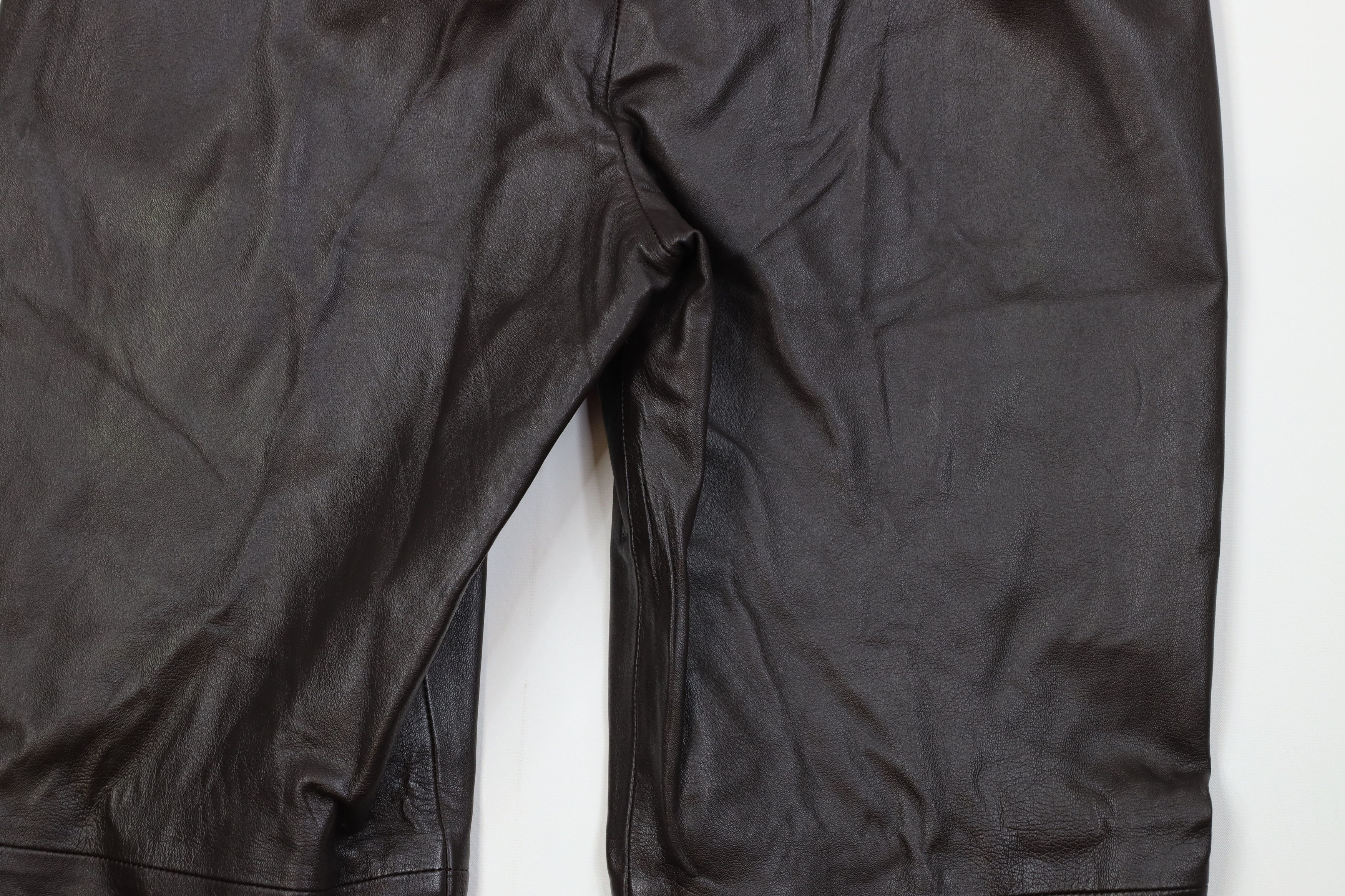 Vintage Vintage 90s Streetwear Flared Leather Pants Trousers Brown Size 34" / US 12 / IT 48 - 14 Thumbnail