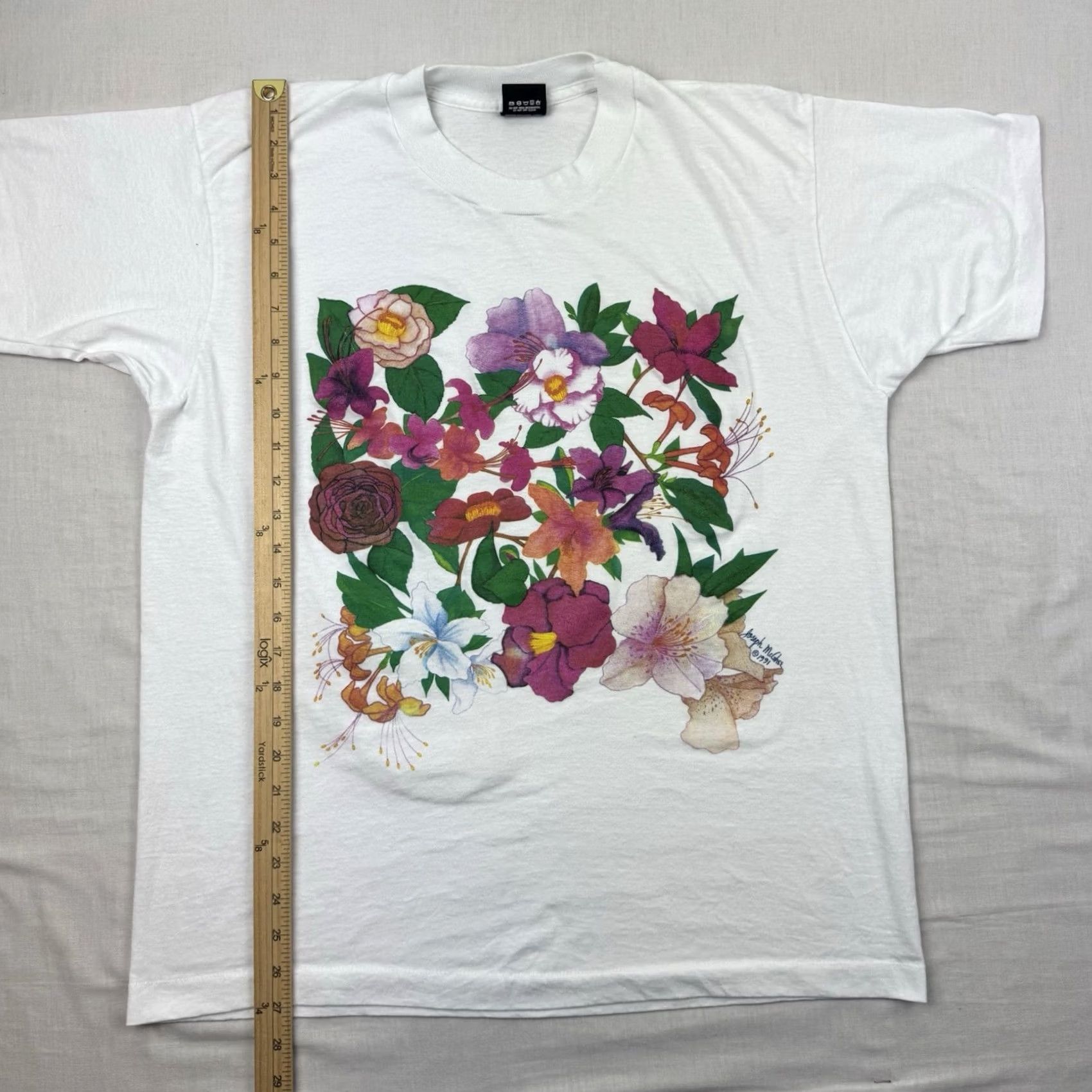 Vintage VINTAGE Screen Stars T-Shirt Mens Adult XL White 90s Floral Nature Garden Outdoor Graphic Print Short Sleeve Crew Neck Size US XL / EU 56 / 4 - 7 Thumbnail