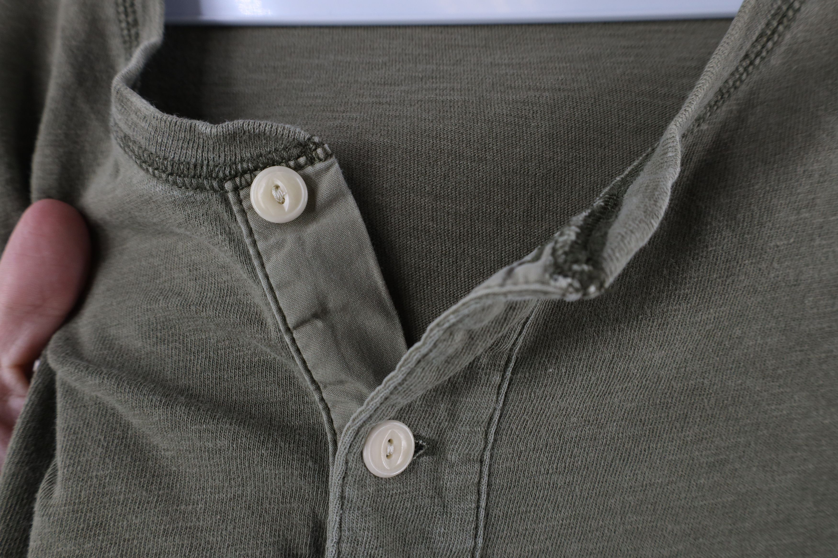 J.Crew × Vintage J Crew Garment Dyed Knit Slub Cotton Yarn Henley T-Shirt Size US L / EU 52-54 / 3 - 4 Thumbnail