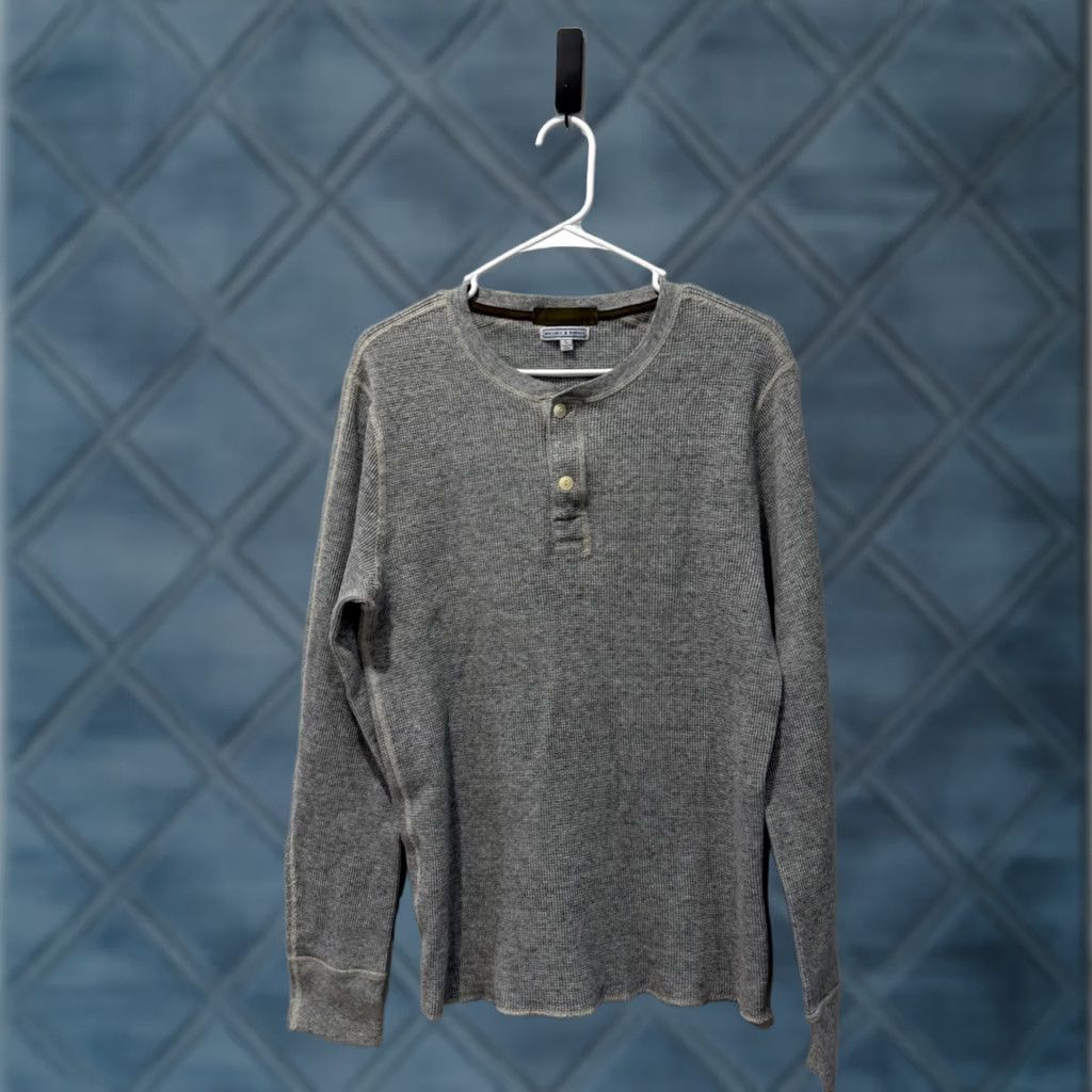 Wallace & Barnes Wallace & Barnes Henley Mens L Waffle Knit Thermal Shirt Cotton Gray Size US L / EU 52-54 / 3 - 1 Thumbnail