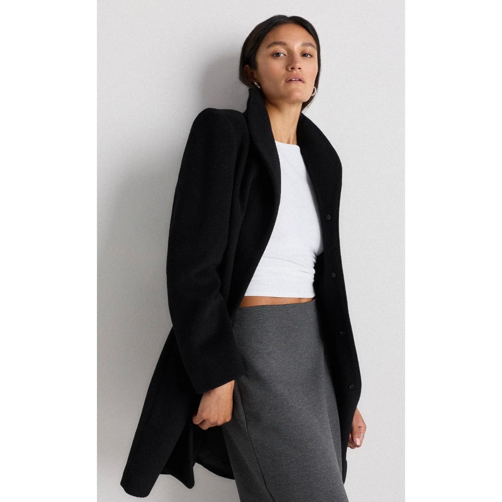 Quince Quince Women's Wool Cashmere Cocoon Coat Black Size S Size S / US 4 / IT 40 - 6 Thumbnail