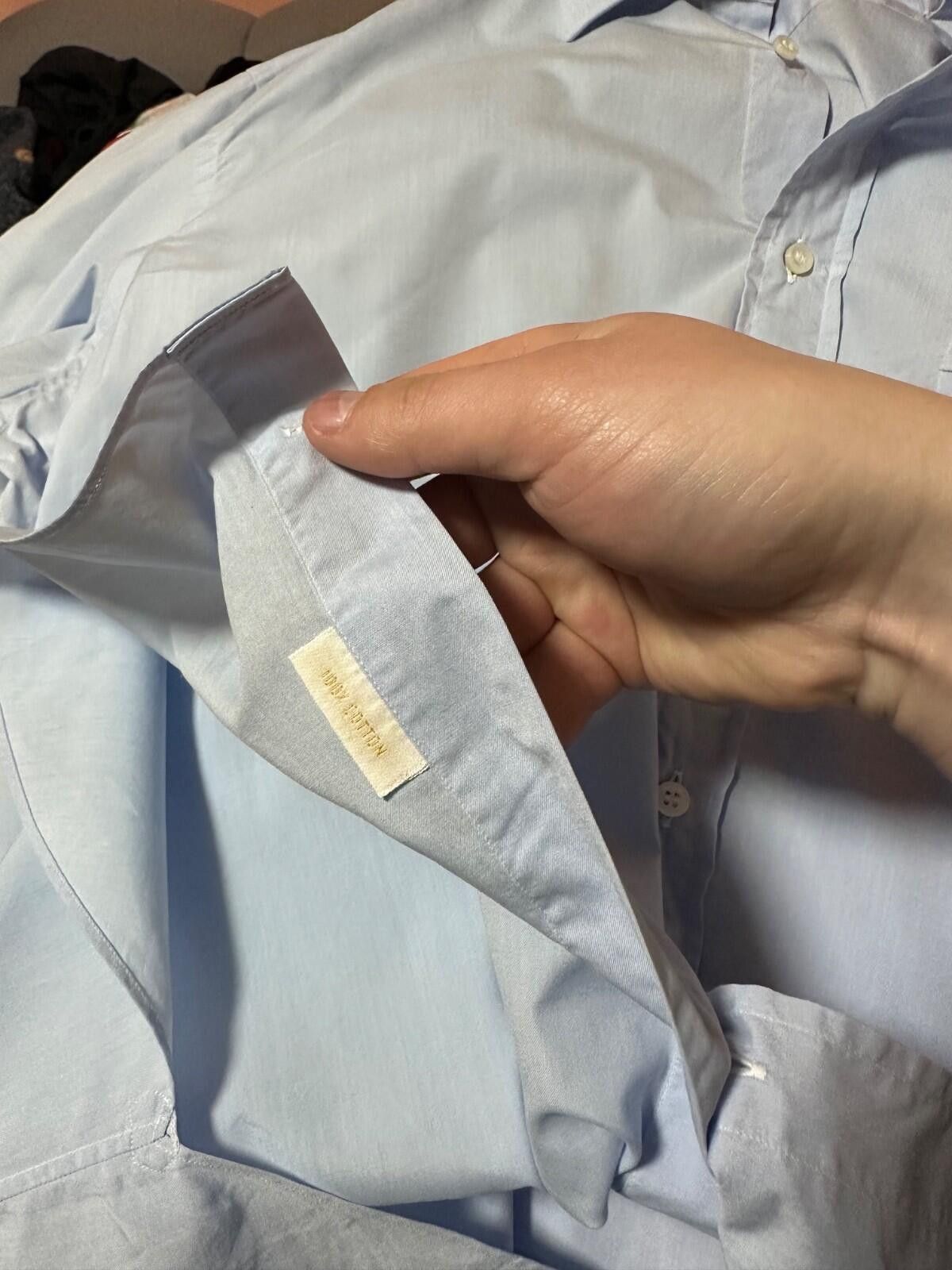 Brioni Brioni Men's Light Blue Herringbone Dress Shirt 16 41 Italy Size 42R - 10 Thumbnail