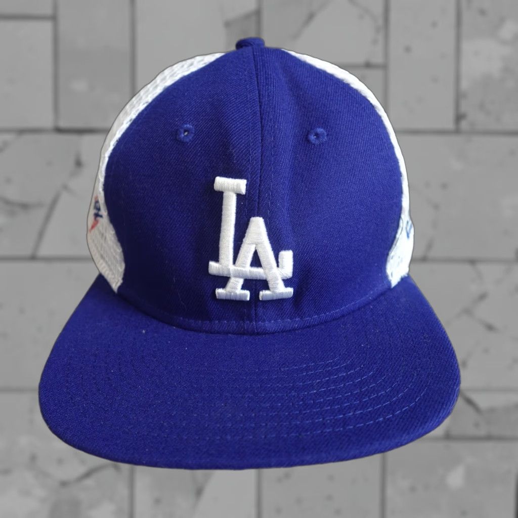 New Era Los Angeles Dodgers Hat Blue Trucker New Era Embroidered Hat Size ONE SIZE - 1 Thumbnail