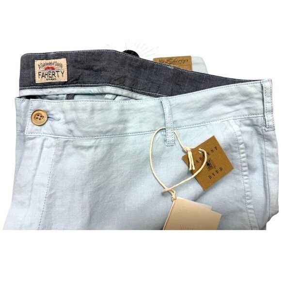 Faherty Faherty Mens Malibu Blue High Rise Linen Cotton Pockets Chin Size US 40 / EU 56 - 6 Thumbnail