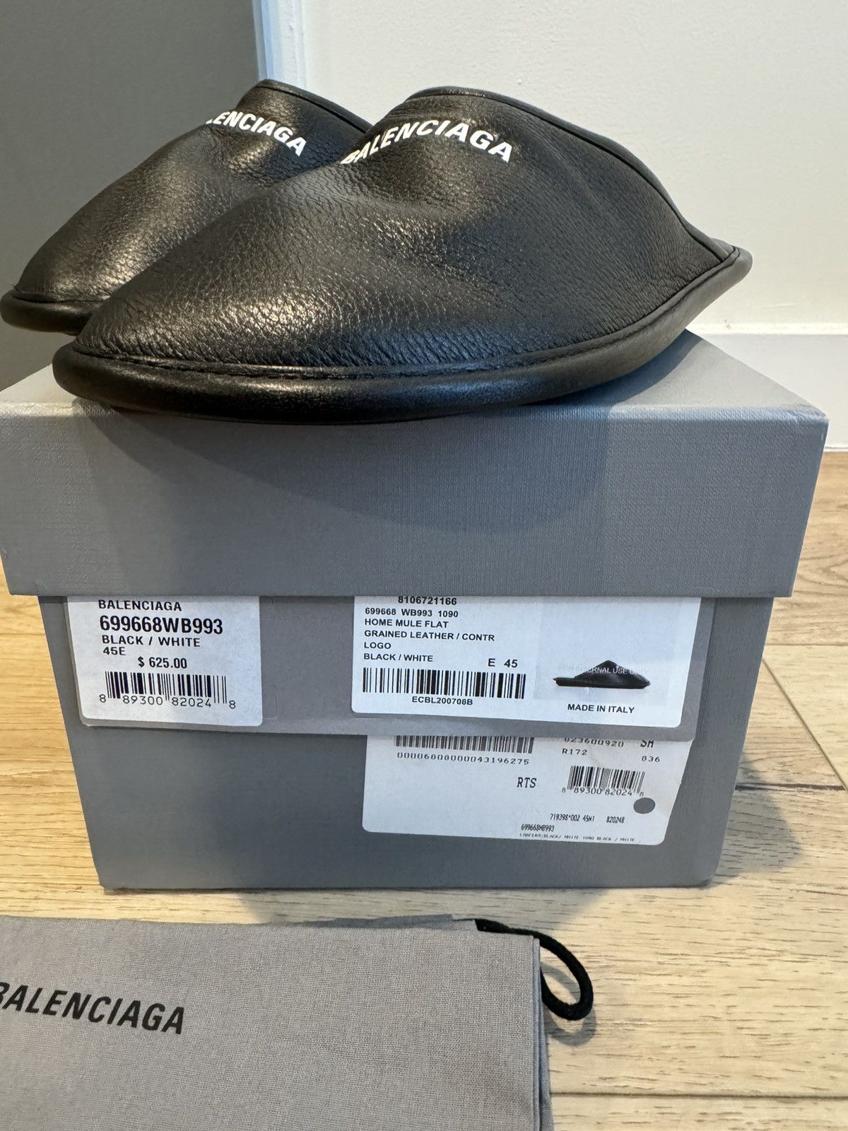 Balenciaga Balenciaga Home Mule Black Leather Size US 12 / EU 45 - 3 Thumbnail