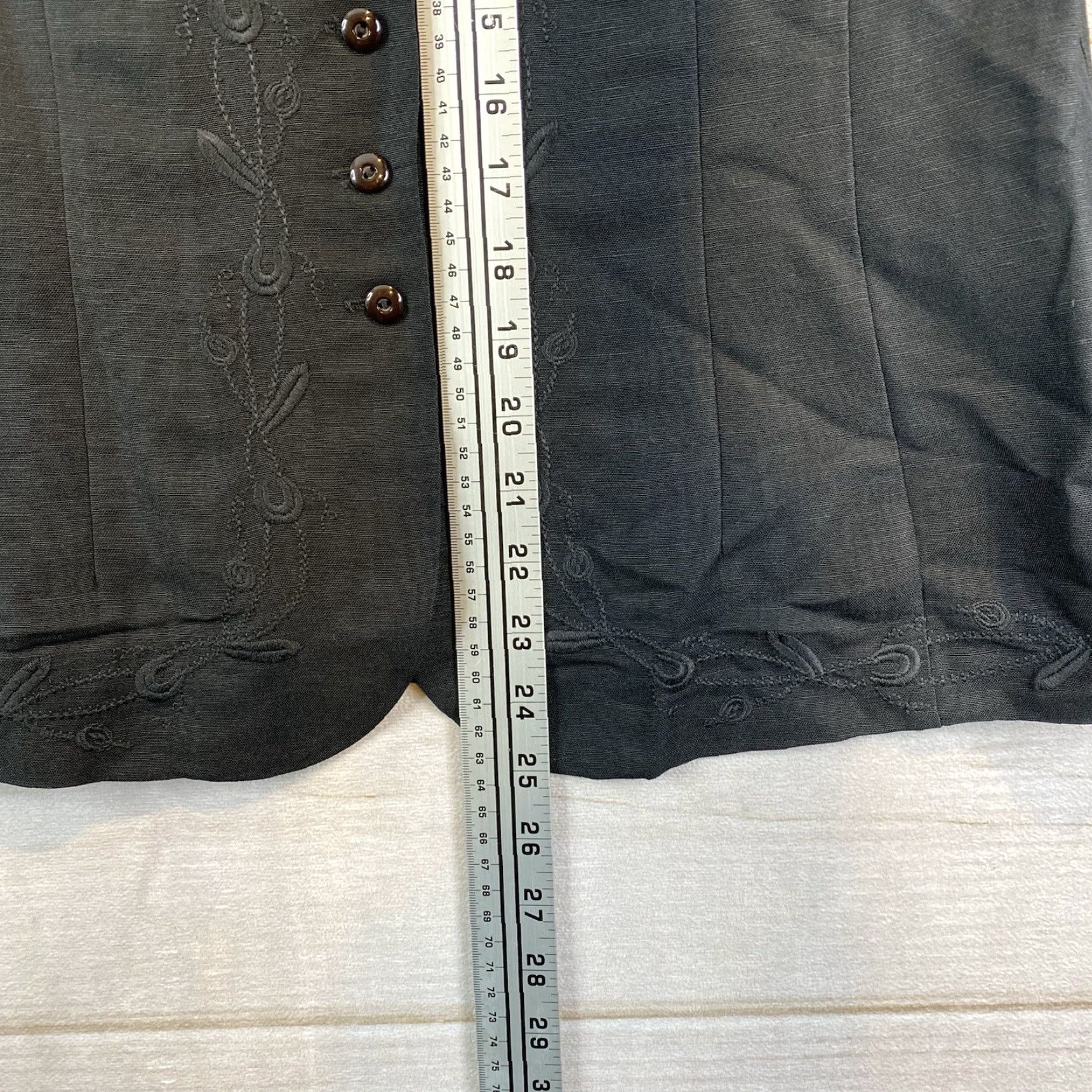 Vintage EMMA JAMES Blazer Womens 14 Black Embroidered Linen Button Up Lined V Neck NWT Jacket Size XL / US 12-14 / IT 48-50 - 6 Thumbnail