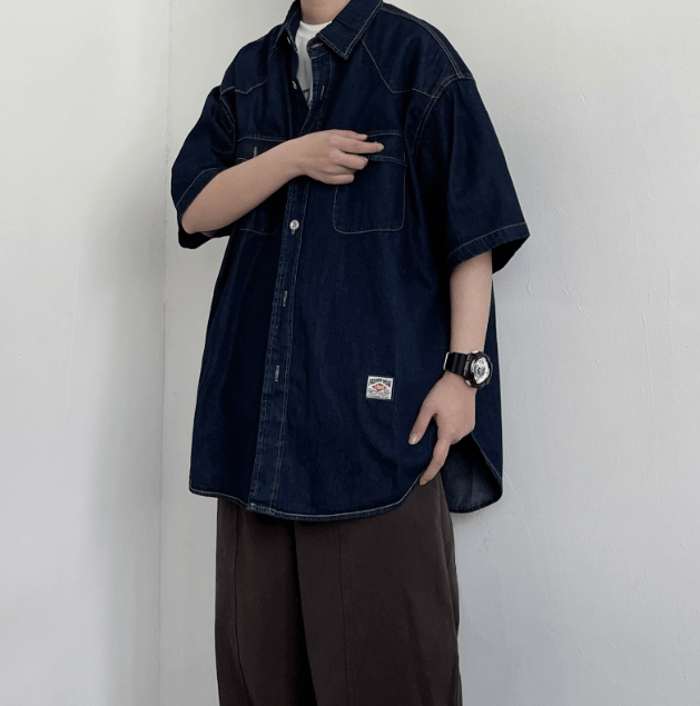 Japanese Brand × Vintage Japanese retro men's handsome trendy casual loose work shirt Size US M / EU 48-50 / 2 - 3 Thumbnail