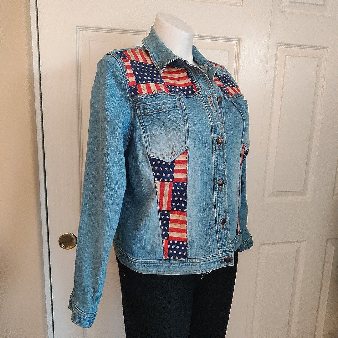 Vintage Vintage High Sierra stars & stripes flag denim jacket sz XL Size XL / US 12-14 / IT 48-50 - 2 Thumbnail