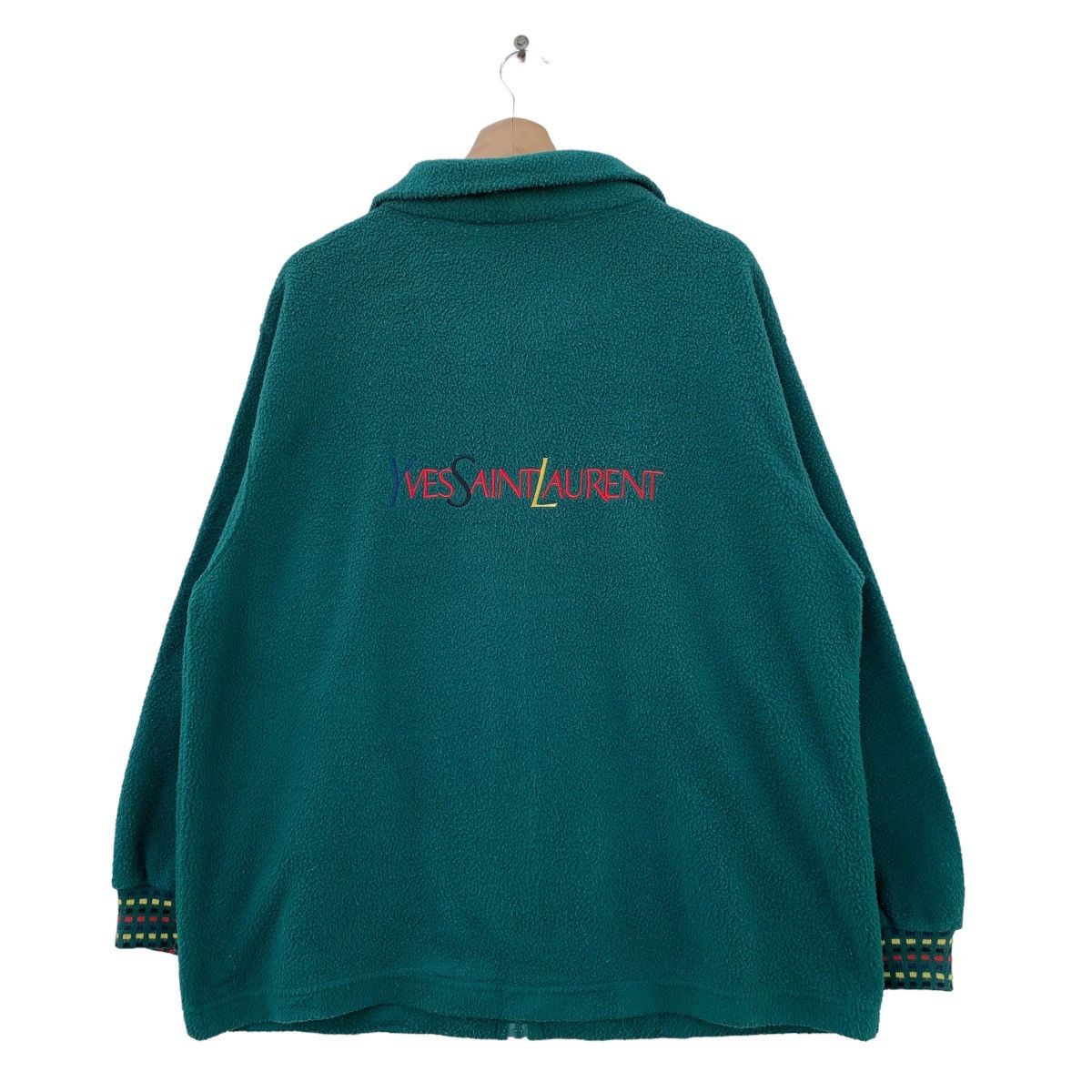 image of Vintage x YSL Pour Homme Zipper Fleece Sweater in Green, Men's (Size Medium)